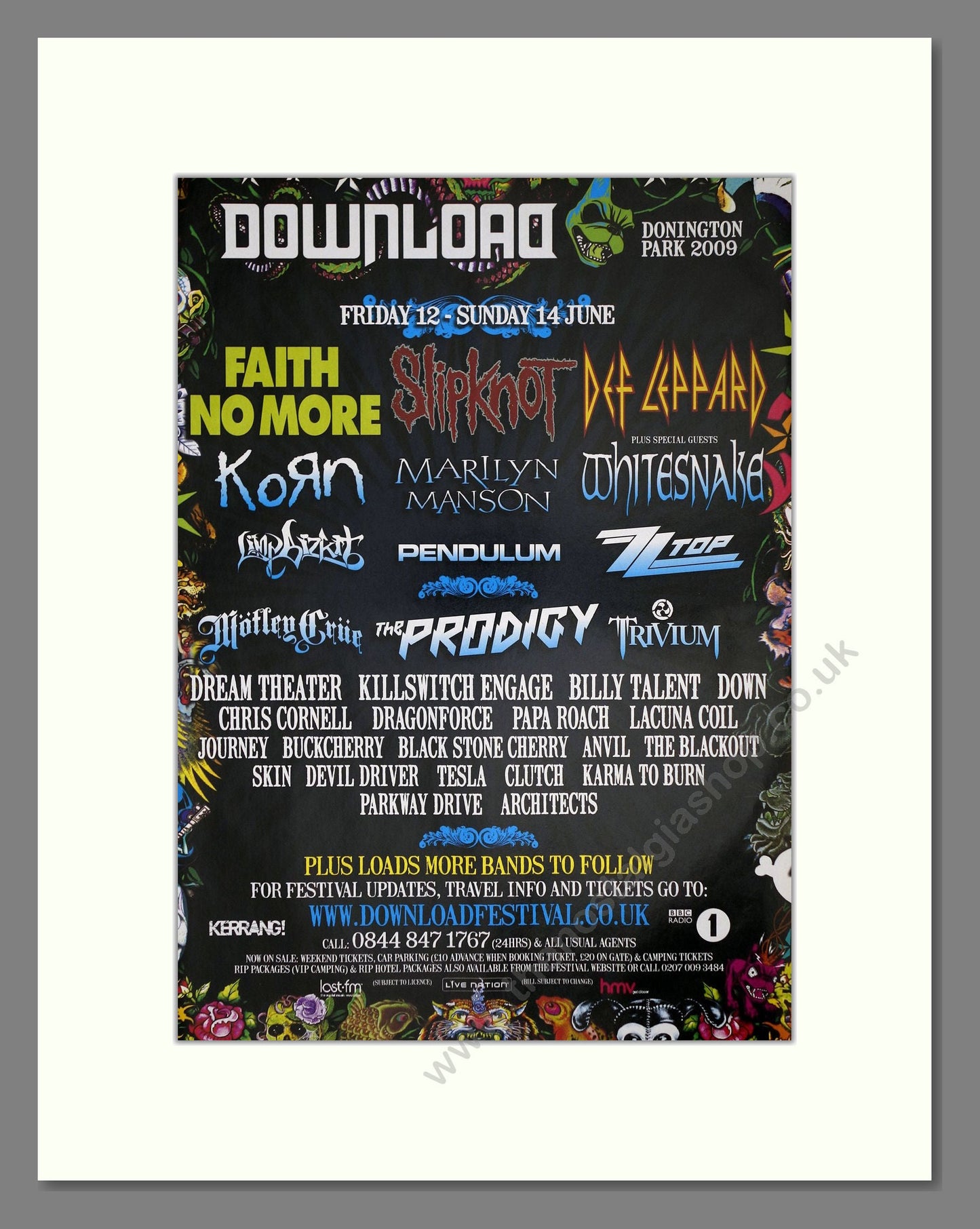 Download Festival - Line Up. Vintage Advert 2009 (ref AD64696)