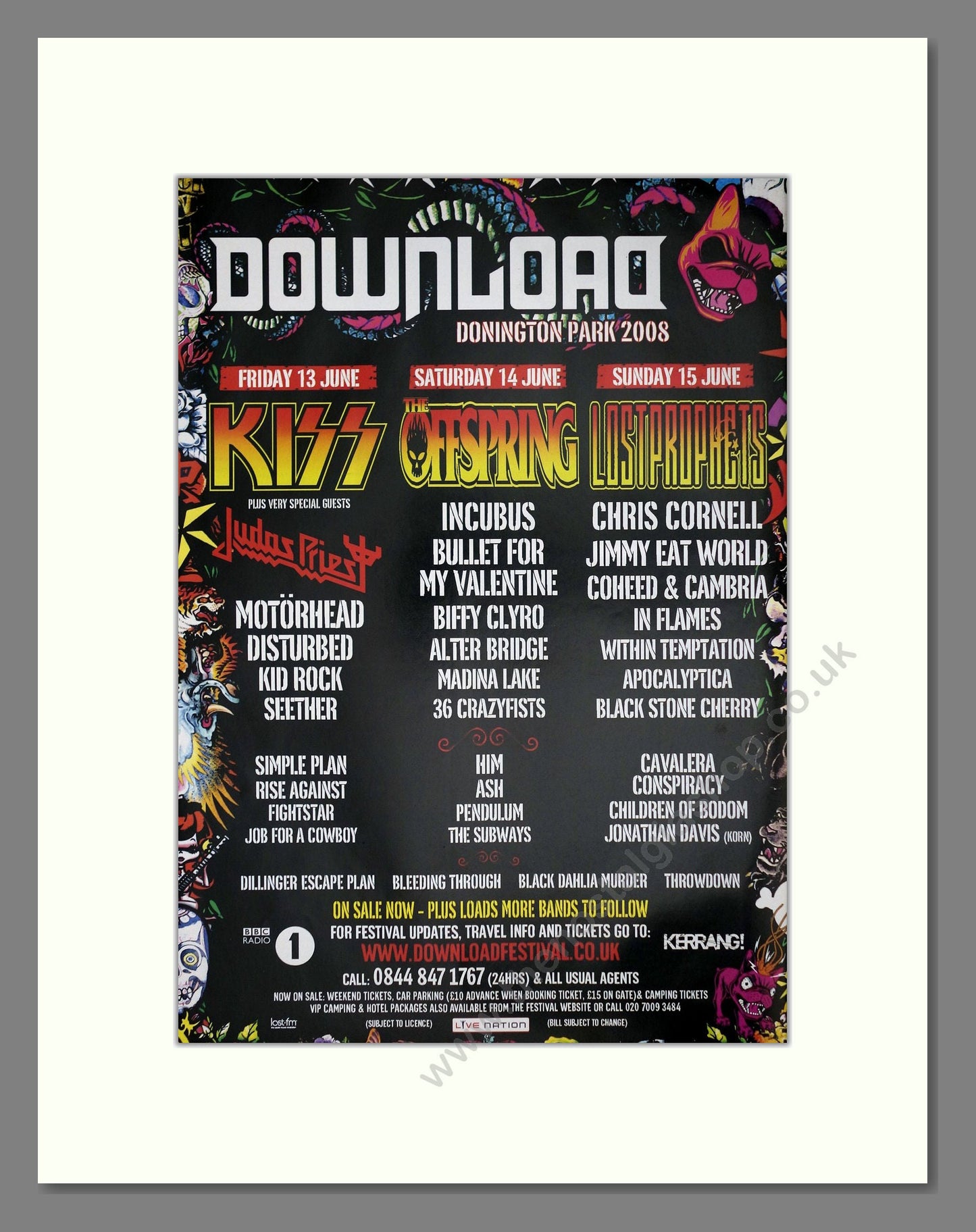 Download Festival - Line Up. Vintage Advert 2008 (ref AD64697)