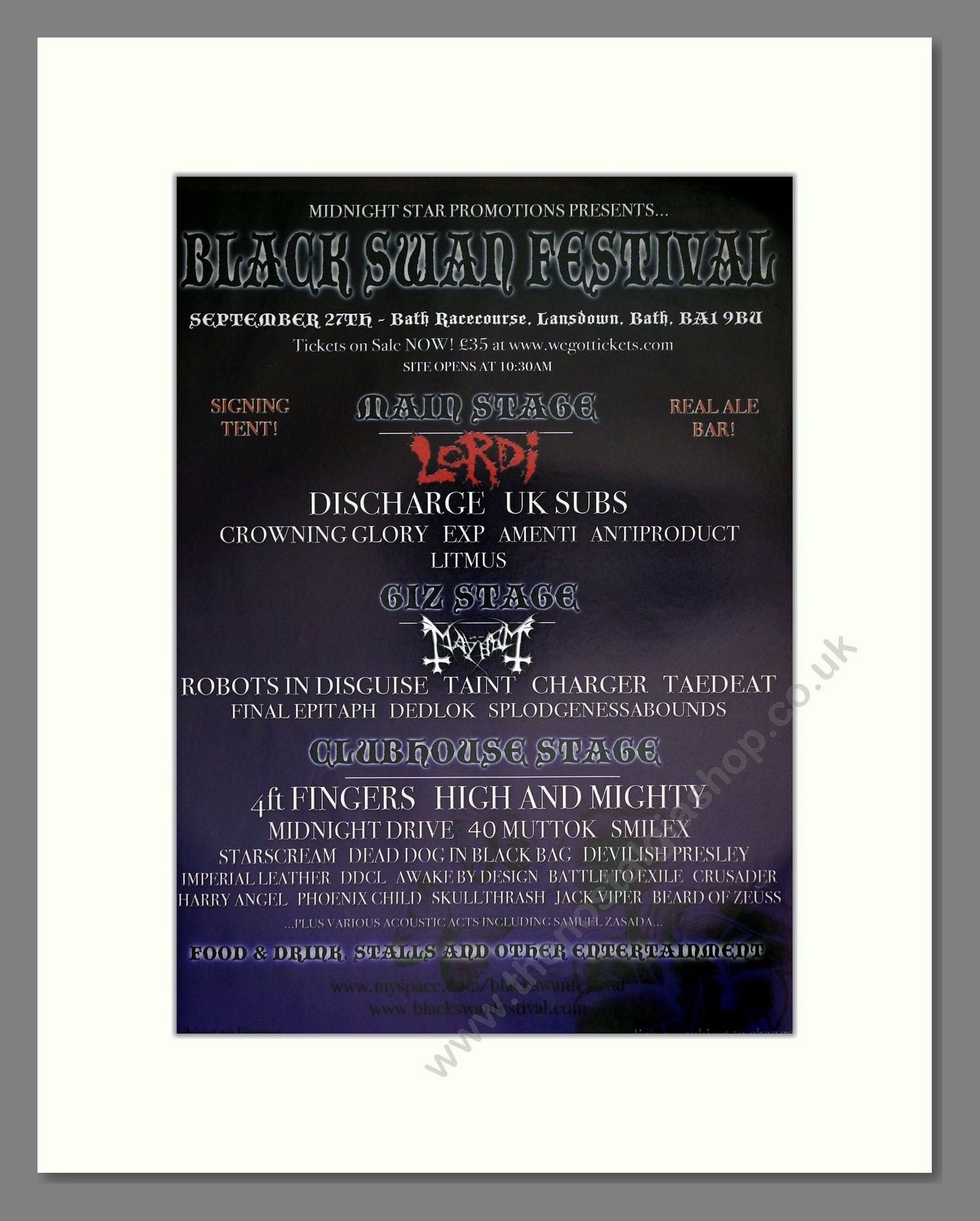 Black Swan Festival - Line Up. Vintage Advert 2008 (ref AD64699)