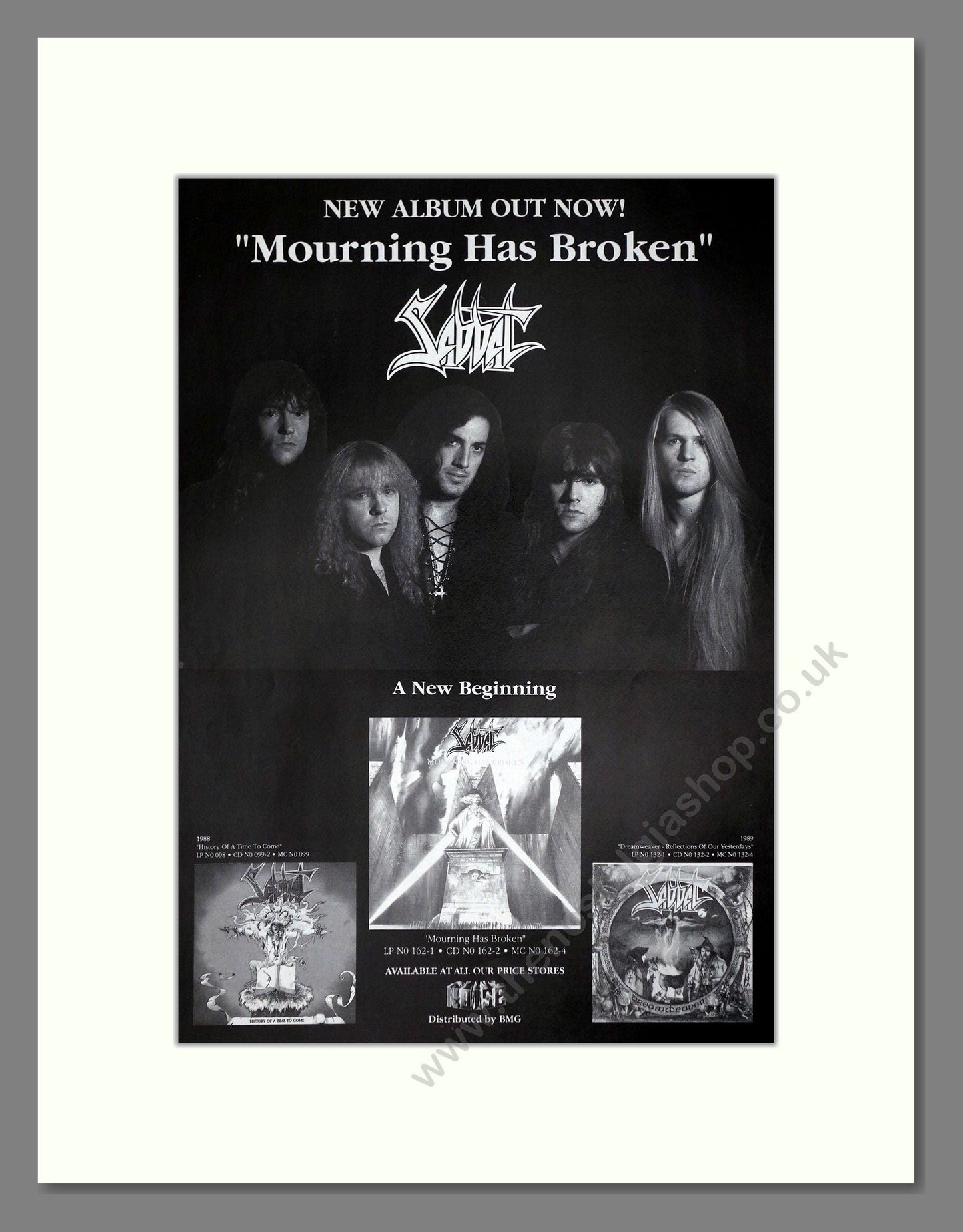 Sabbat - Mourning Has Broken. Vintage Advert 1991 (ref AD64703)
