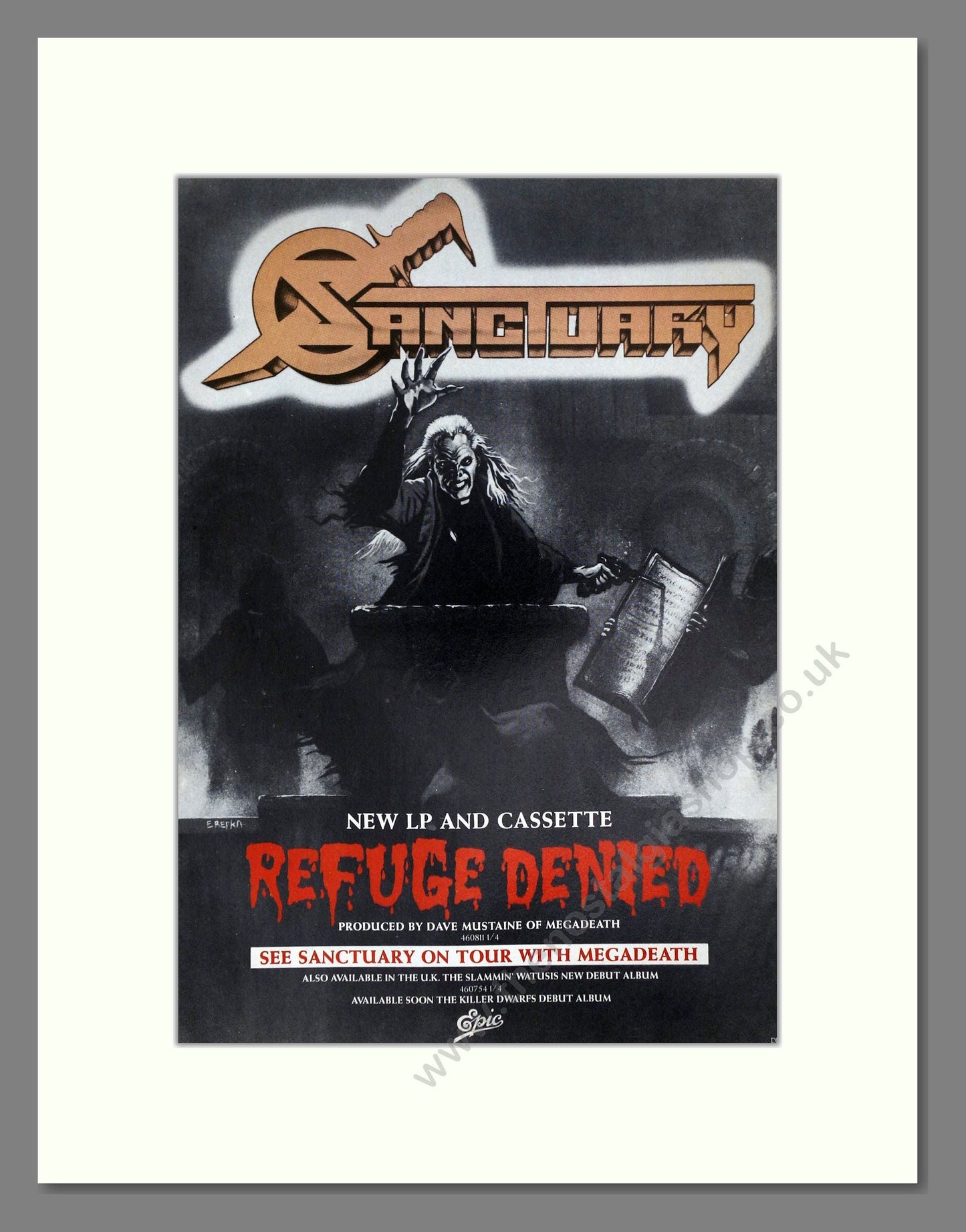 Sanctuary - Refuge Denied. Vintage Advert 1988 (ref AD64707)