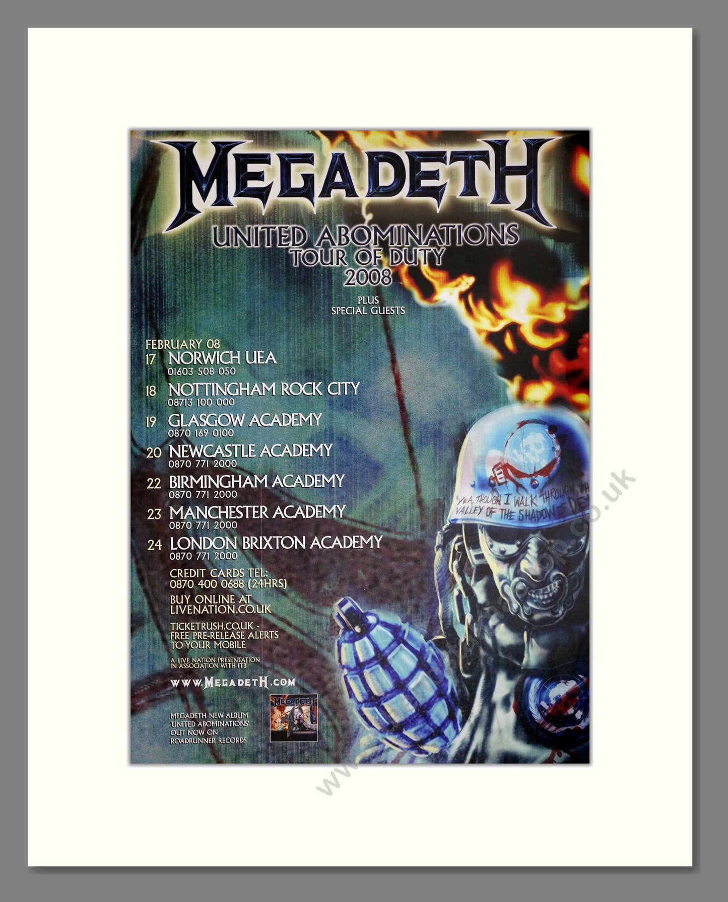 Megadeth - UK Tour. Vintage Advert 2008 (ref AD64715)