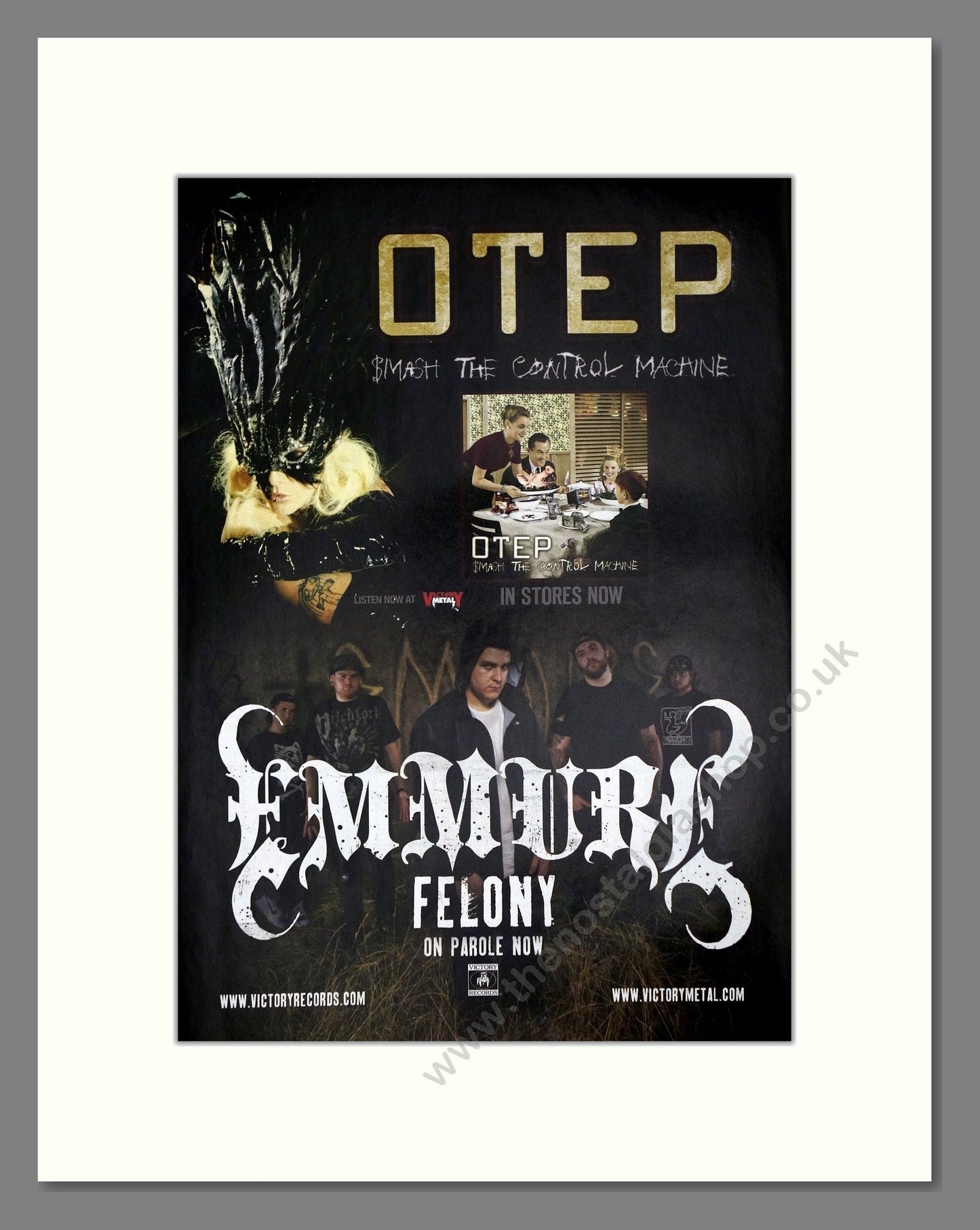 Otep / Emmure - Smash The Control Machine / Felony. Vintage Advert 2009 (ref AD64727)