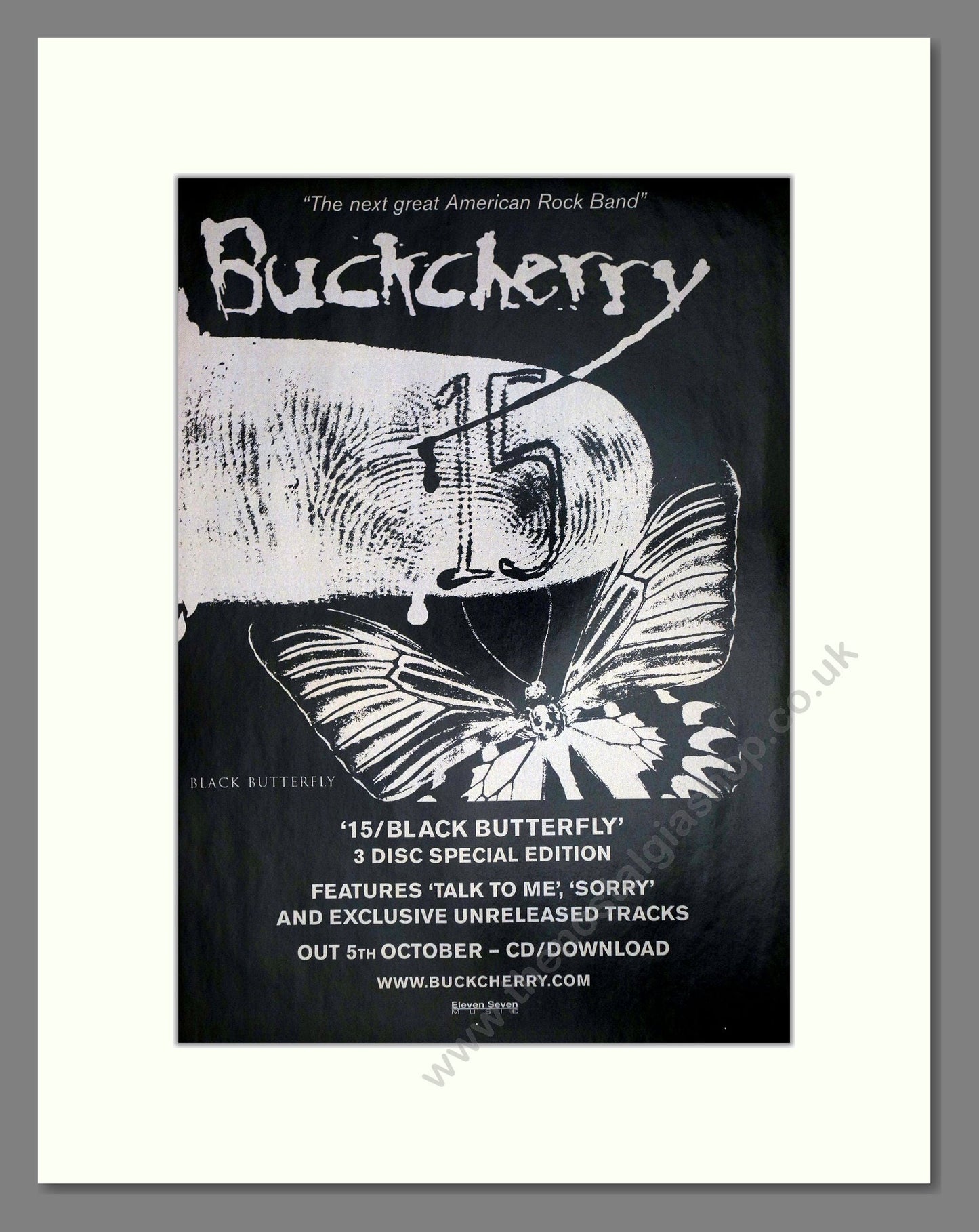 Buckcherry - 15 / Black Butterfly. Vintage Advert 2009 (ref AD64733)