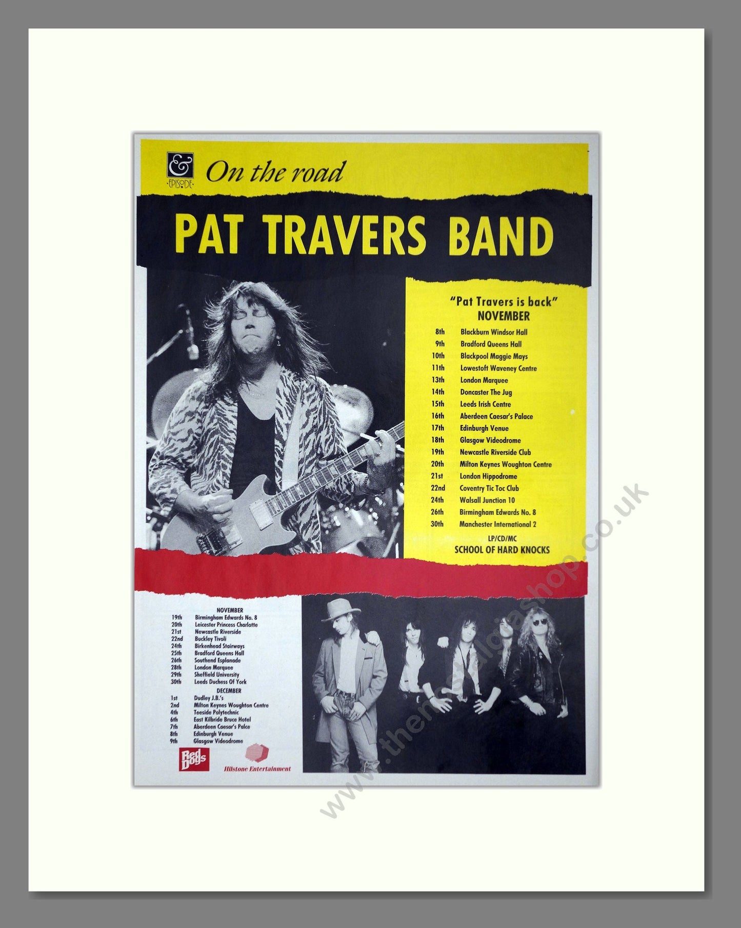 Pat Travers Band - UK Tour. Vintage Advert 1990 (ref AD64746)