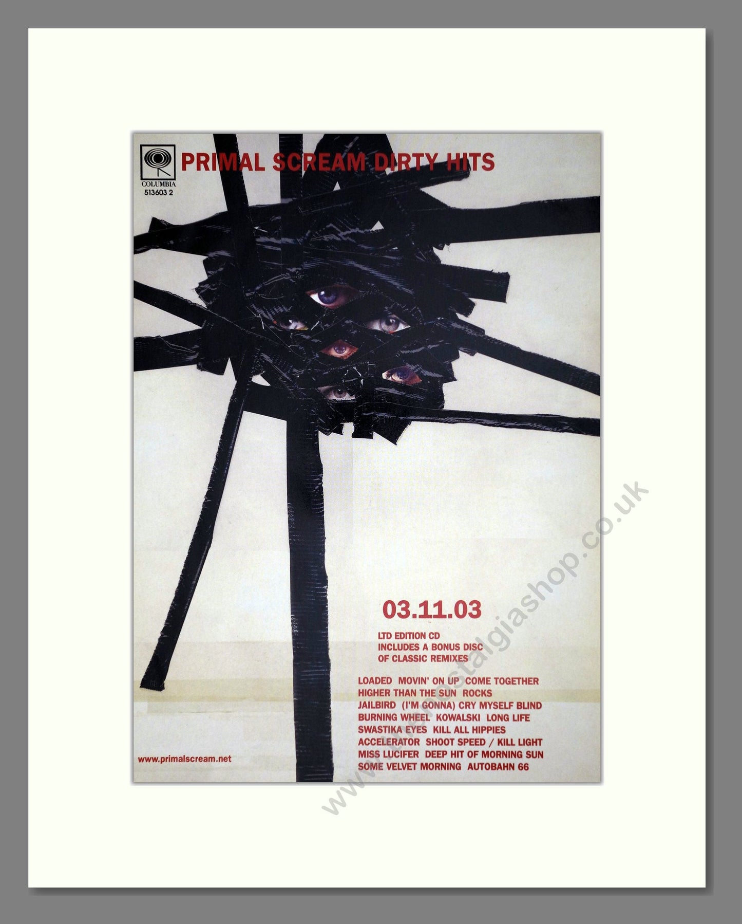 Primal Scream - Dirty Hits. Vintage Advert 2003 (ref AD64761)