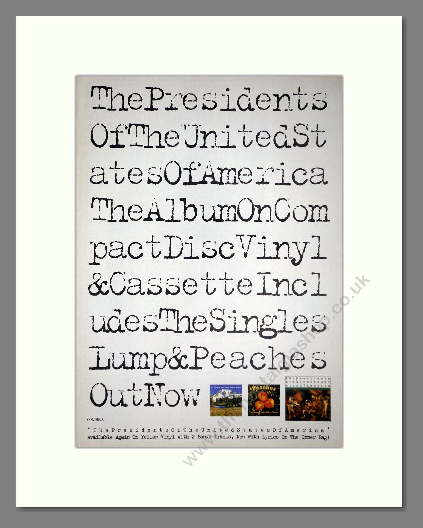 Presidents Of The United States Of America (The) - Debut Album. Vintage Advert 1996 (ref AD64771)