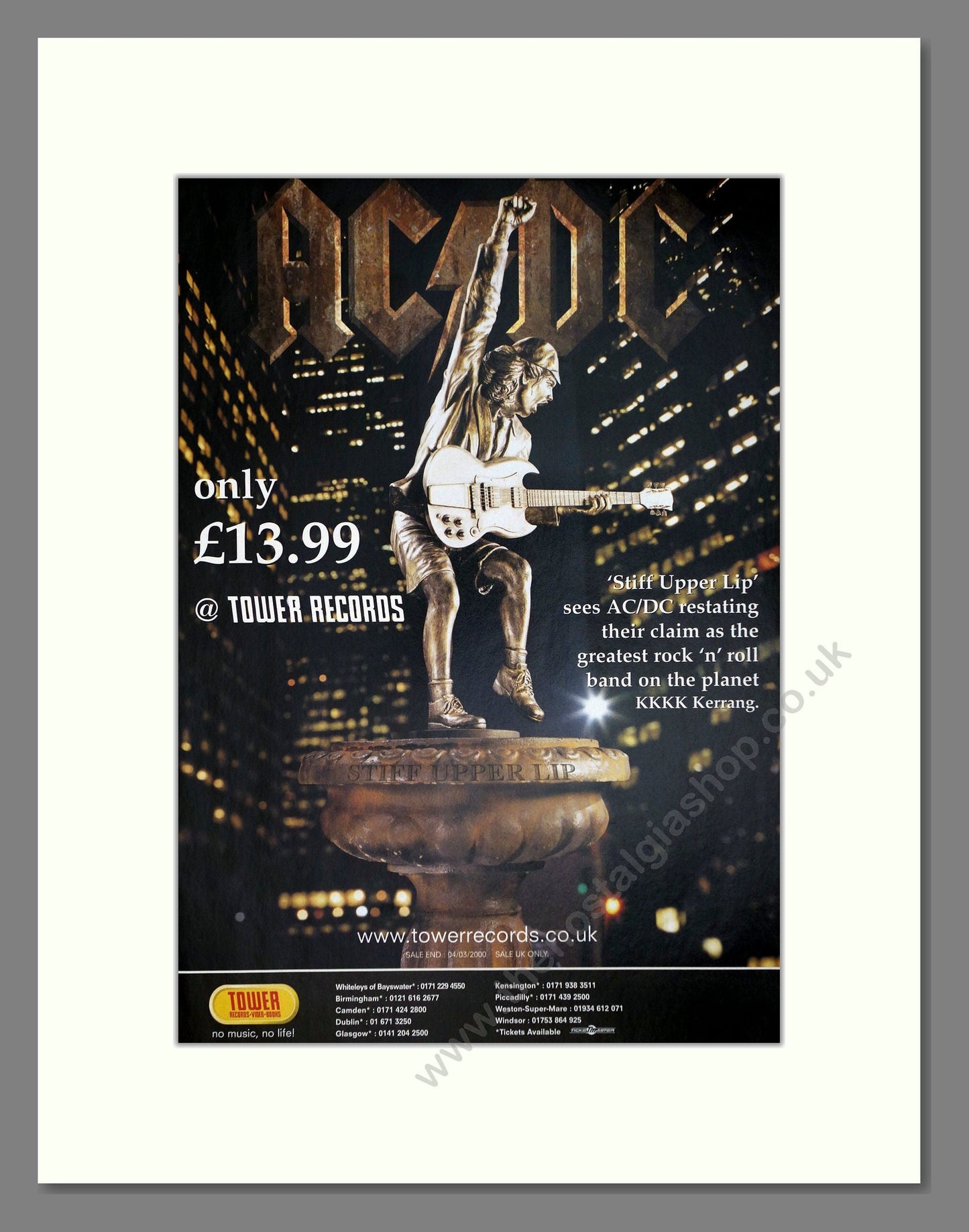 AC / DC - Stiff Upper Lip. Vintage Advert 2000 (ref AD64835)