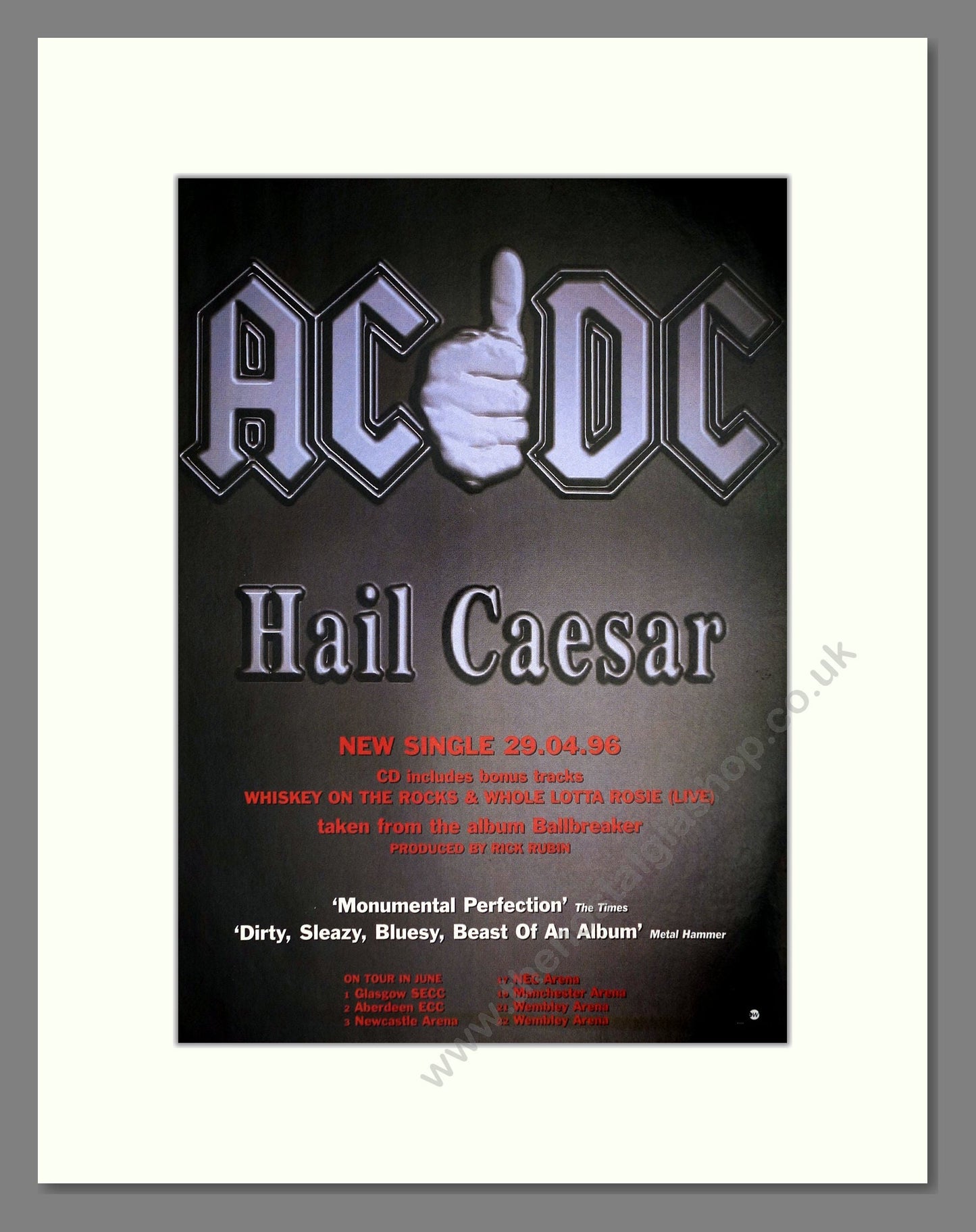 AC / DC - Hail Caesar. Vintage Advert 1996 (ref AD64844)
