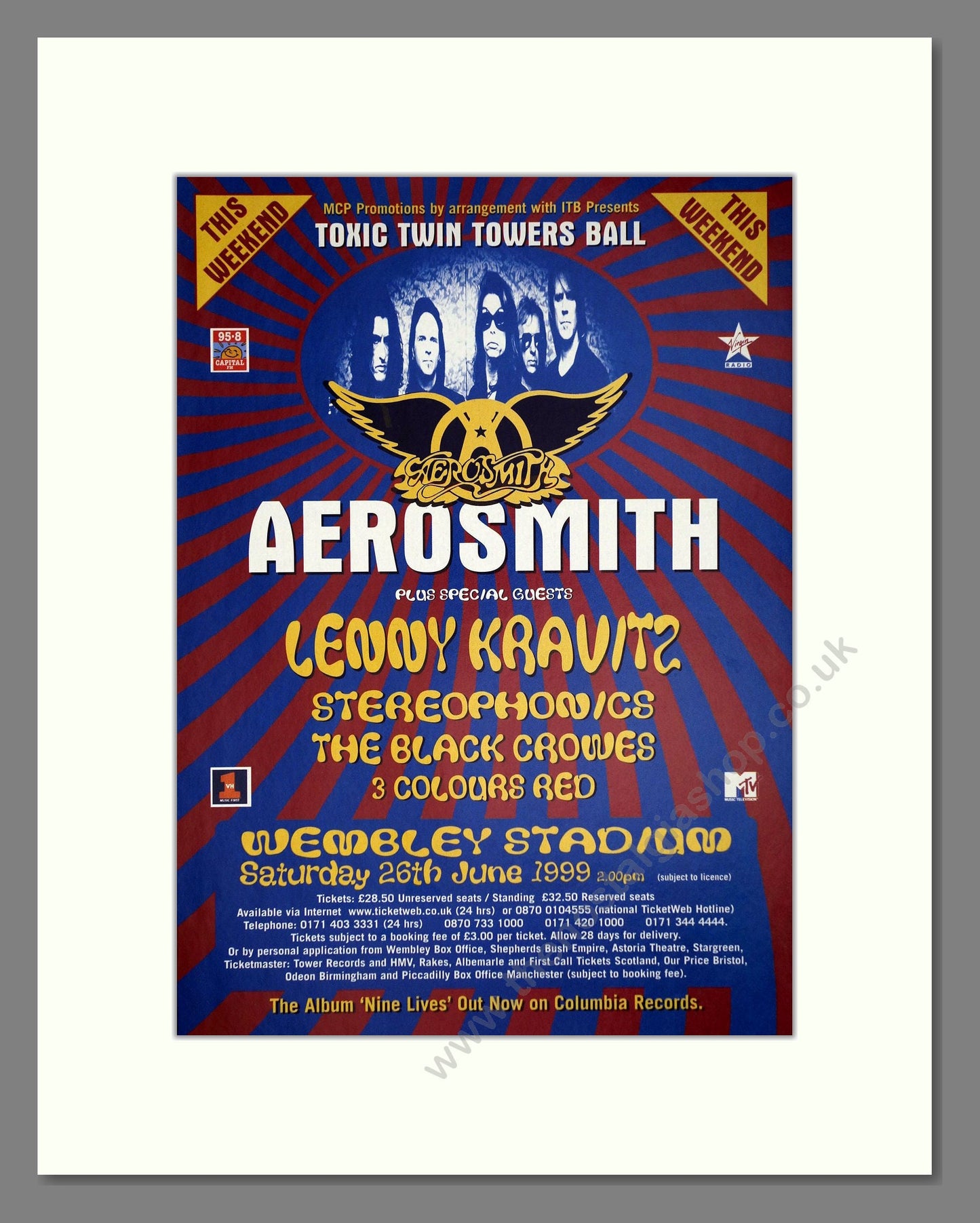 Aerosmith - Live At Wembley Stadium. Vintage Advert 1999 (ref AD64849)