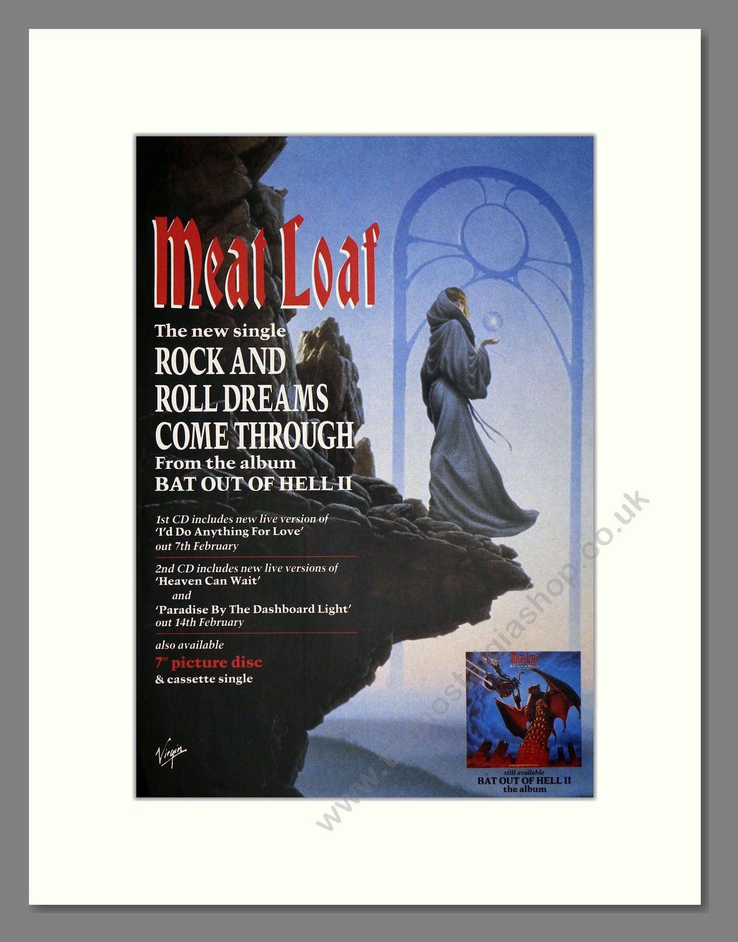 Meat Loaf - Rock And Roll Dreams Come Through. Vintage Advert 1994 (ref AD64854)