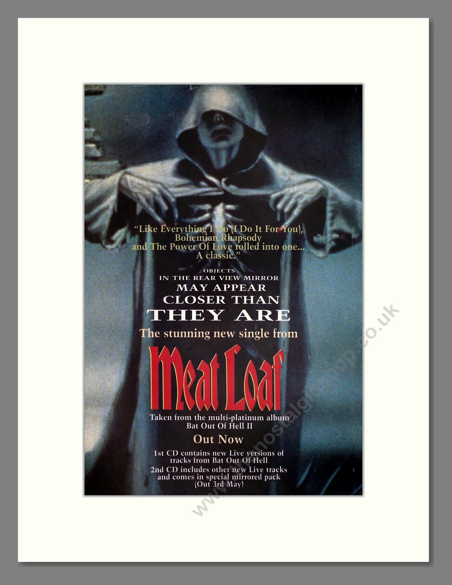 Meat Loaf - Objects In The Rear View Mirror May Appear Closer Than They Are. Vintage Advert 1994 (ref AD64857)