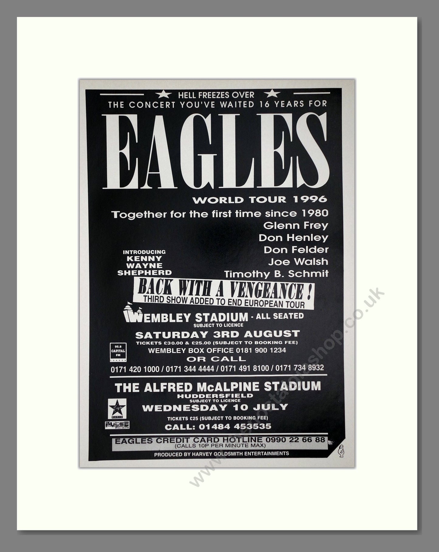 Eagles - UK Tour. Vintage Advert 1996 (ref AD64876)
