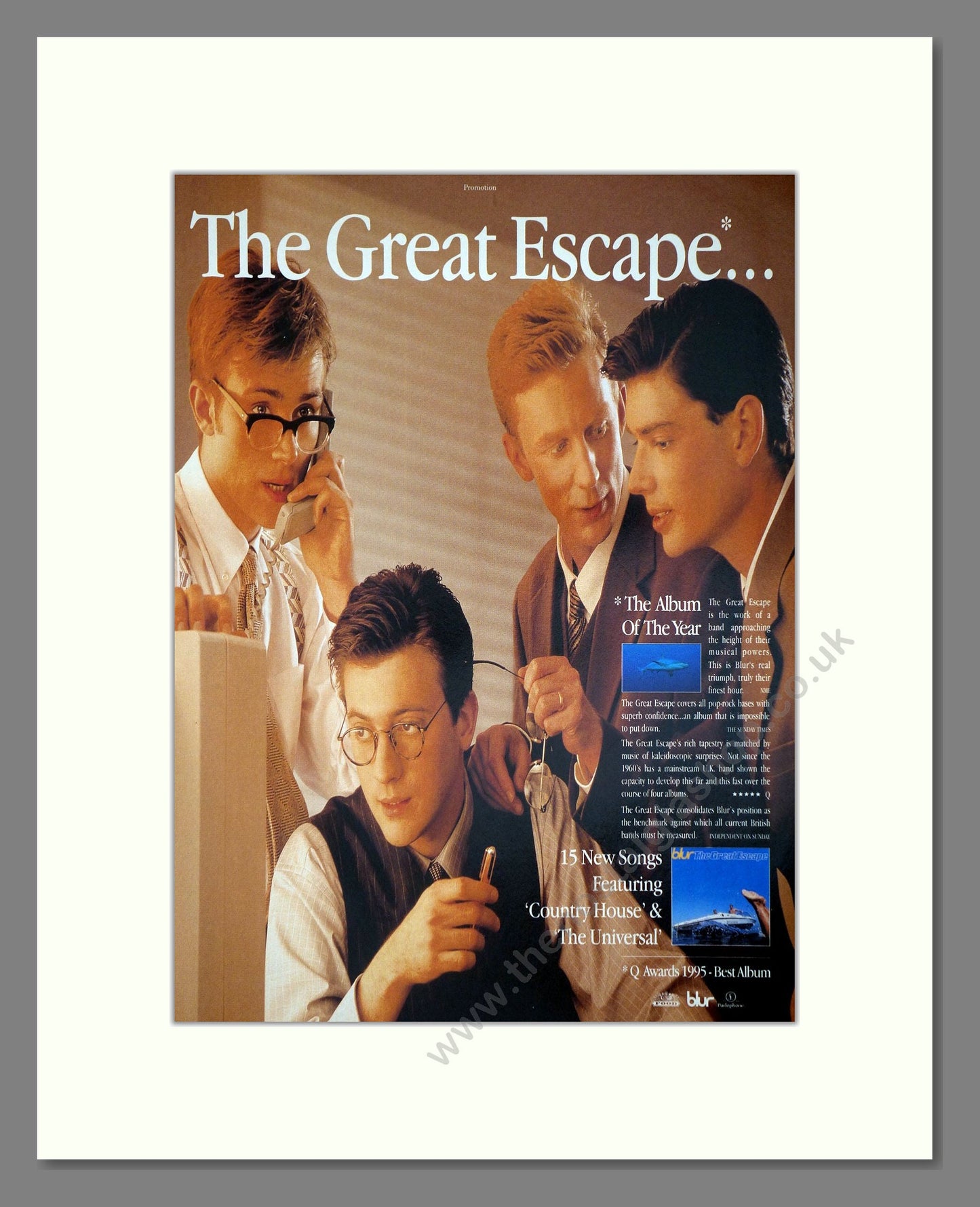 Blur - The Great Escape. Vintage Advert 1996 (ref AD64881)