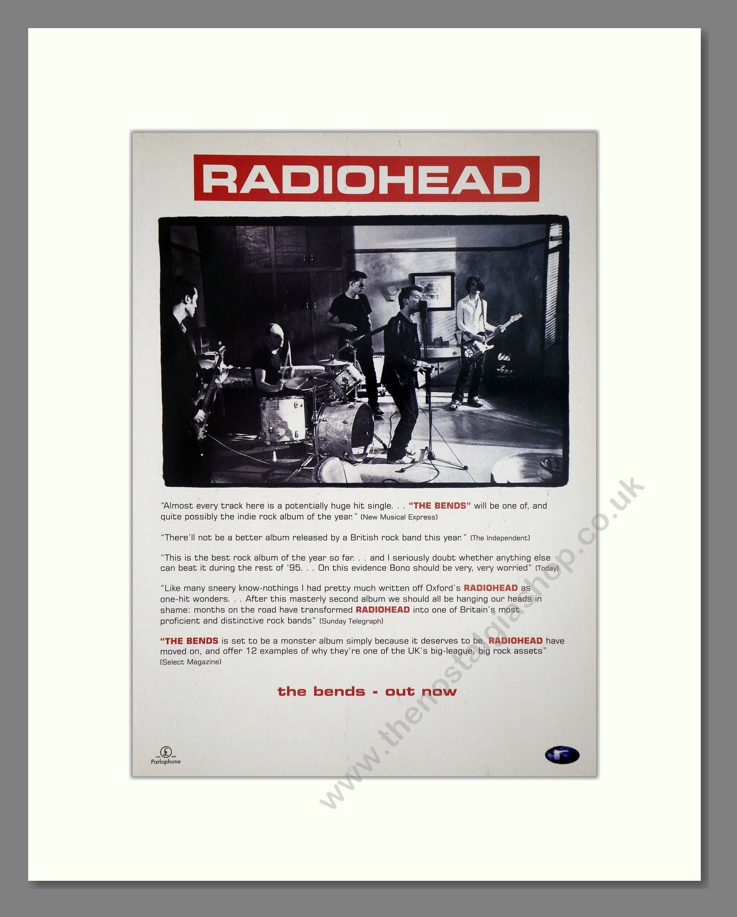Radiohead - The Bends. Vintage Advert 1996 (ref AD64882)