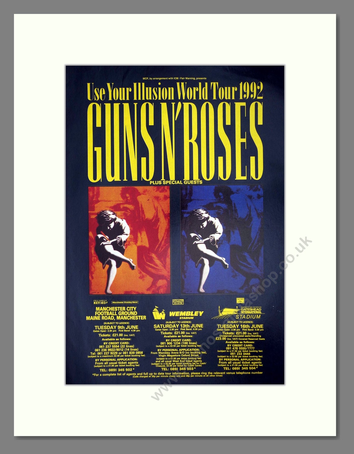 Guns n' Roses - UK Tour. Vintage Advert 1992 (ref AD64888)