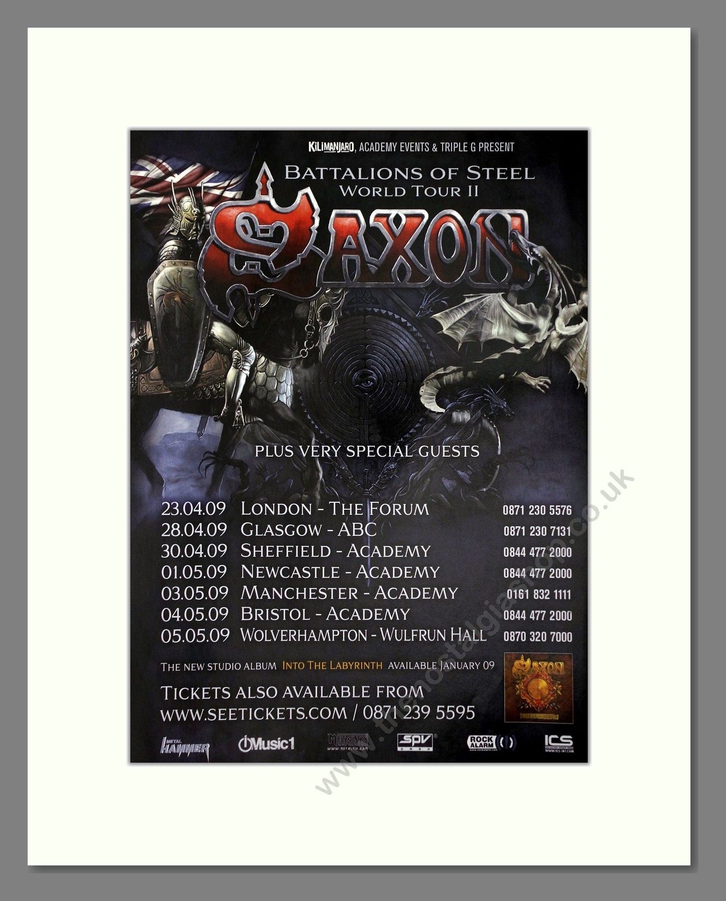 Saxon - UK Tour. Vintage Advert 2009 (ref AD64898)