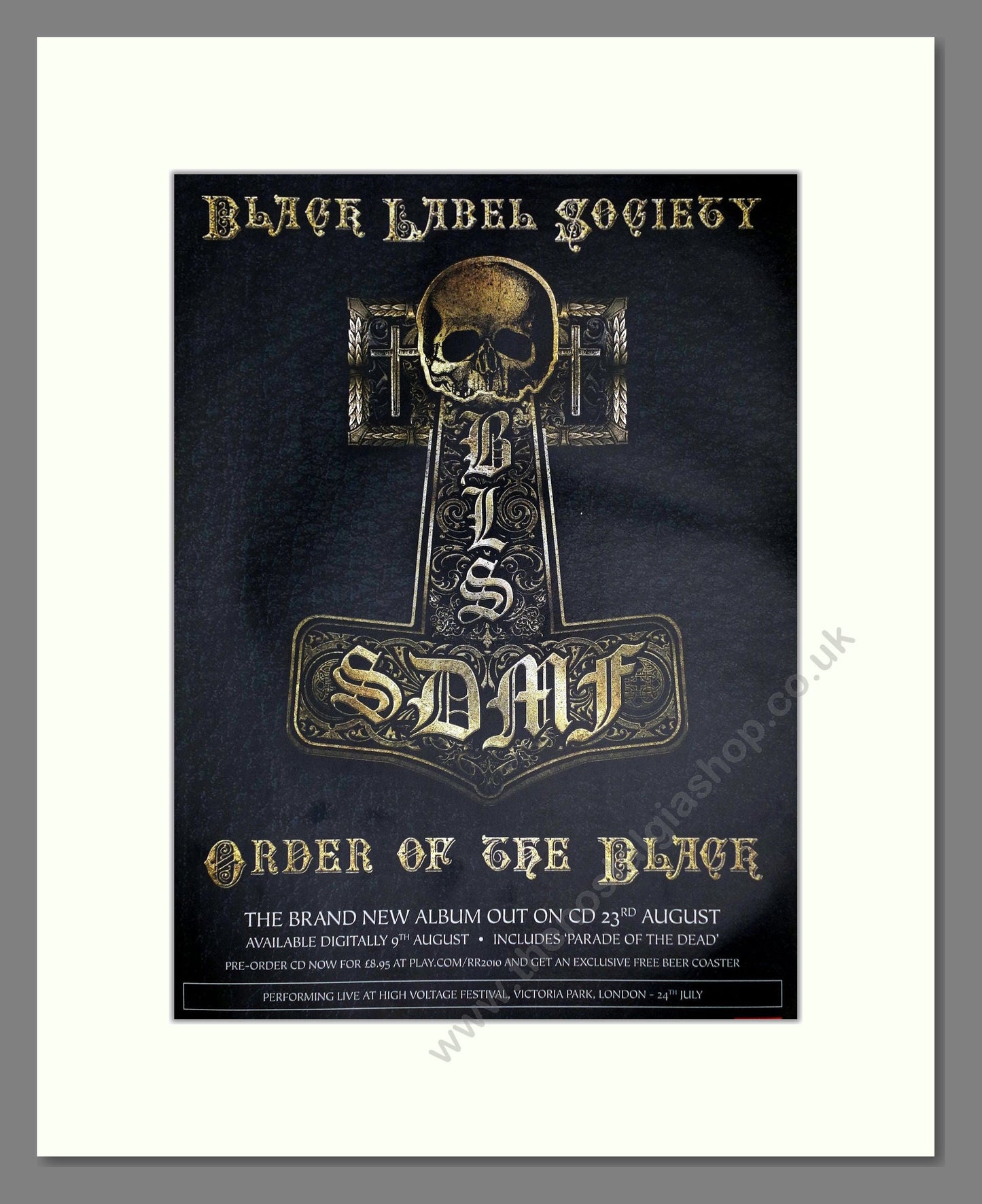 Black Label Society - Order Of The Black. Vintage Advert 2011 (ref AD64914)
