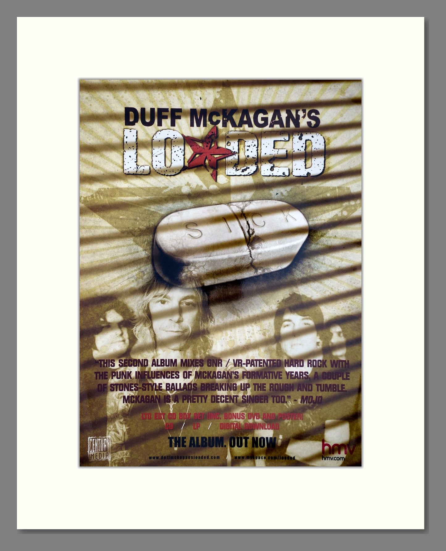 Duff McKagan's Loaded - Sick. Vintage Advert 2009 (ref AD64939)