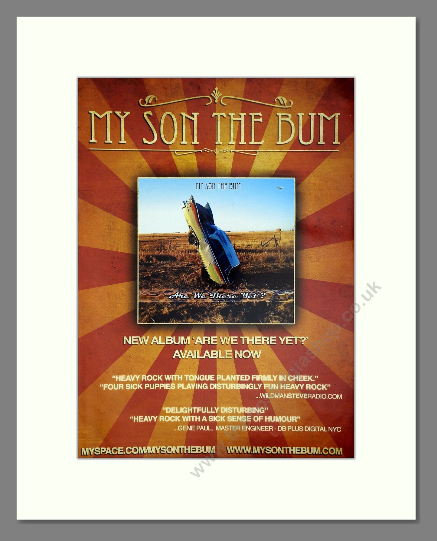 My Son The Bum - Are We There Yet?. Vintage Advert 2009 (ref AD64940)