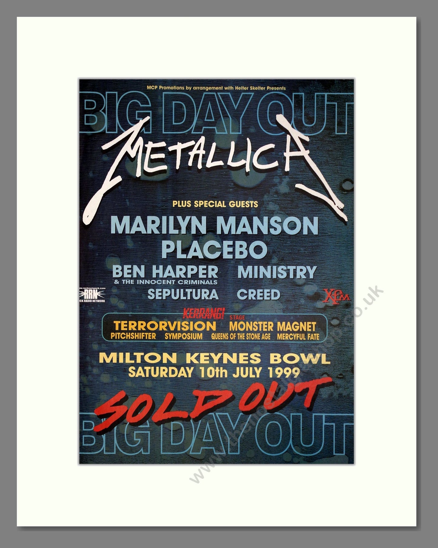 Metallica - Big Day Out Line Up. Vintage Advert 1999 (ref AD64947)