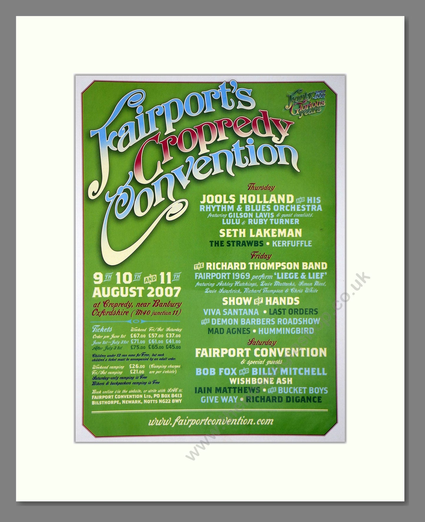 Fairport's Cropredy Convention - Line Up. Vintage Advert 2007 (ref AD64950)