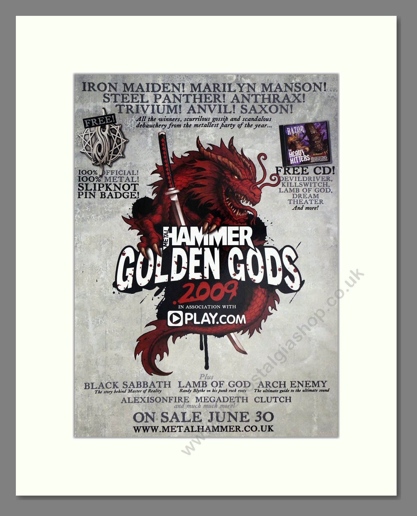 Various Artists - Metal Hammer Golden Gods. Vintage Advert 2009 (ref AD64955)