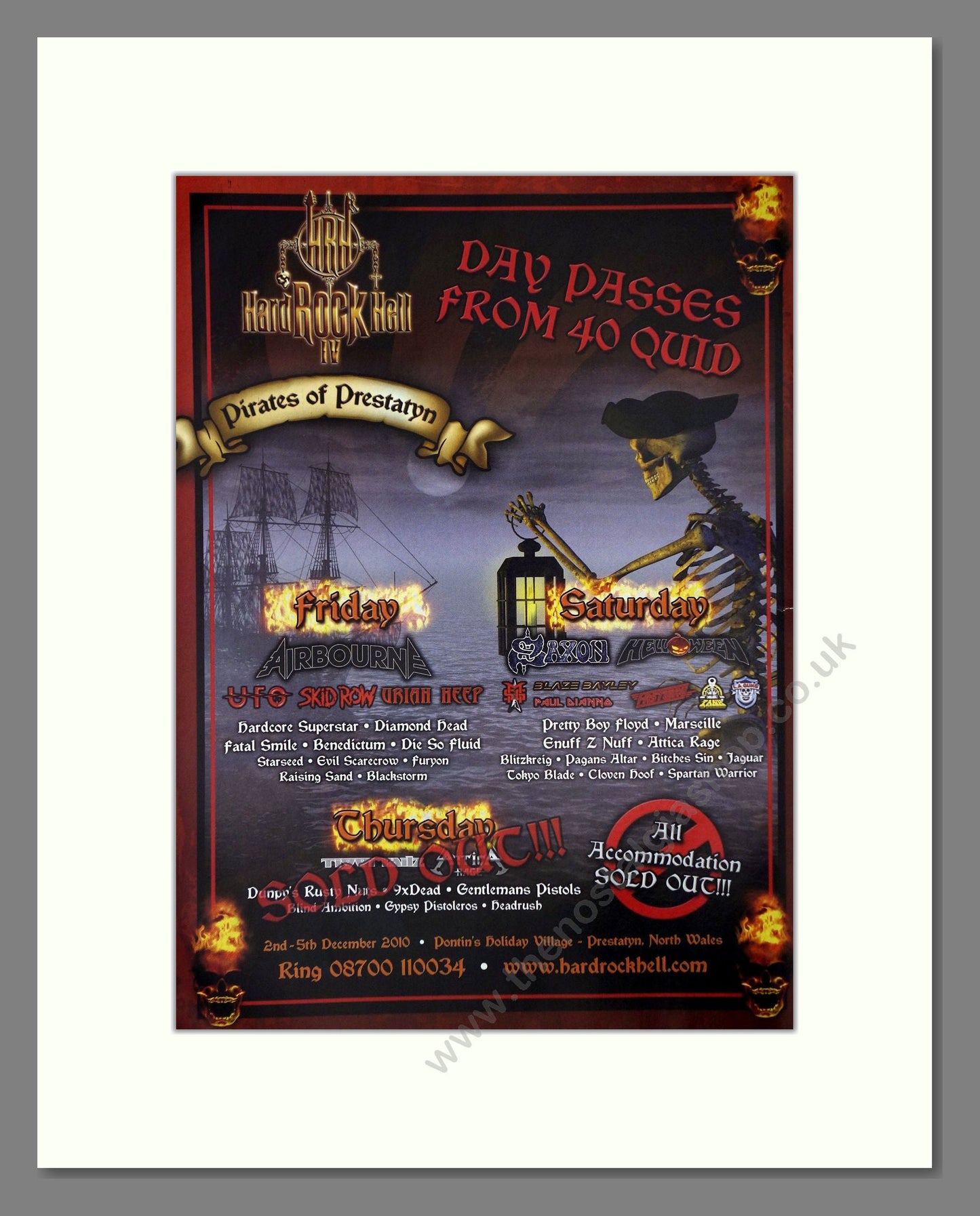Hard Rock Hell Pirates Of Prestatyn - Line Up. Vintage Advert 2010 (ref AD64956)
