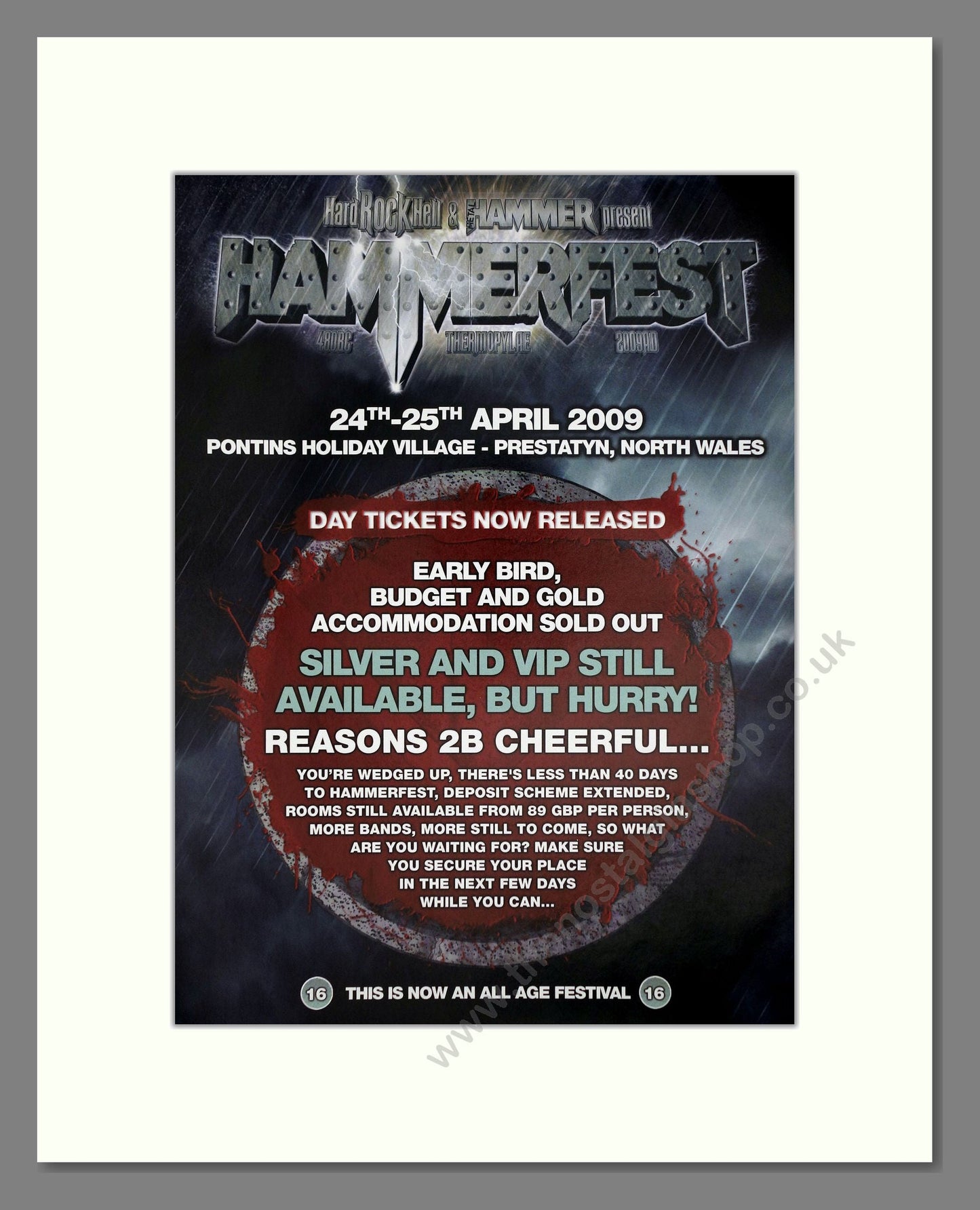 Hammerfest Festival - Line Up (Double Advert). Vintage Advert 2009 (ref AD64971)