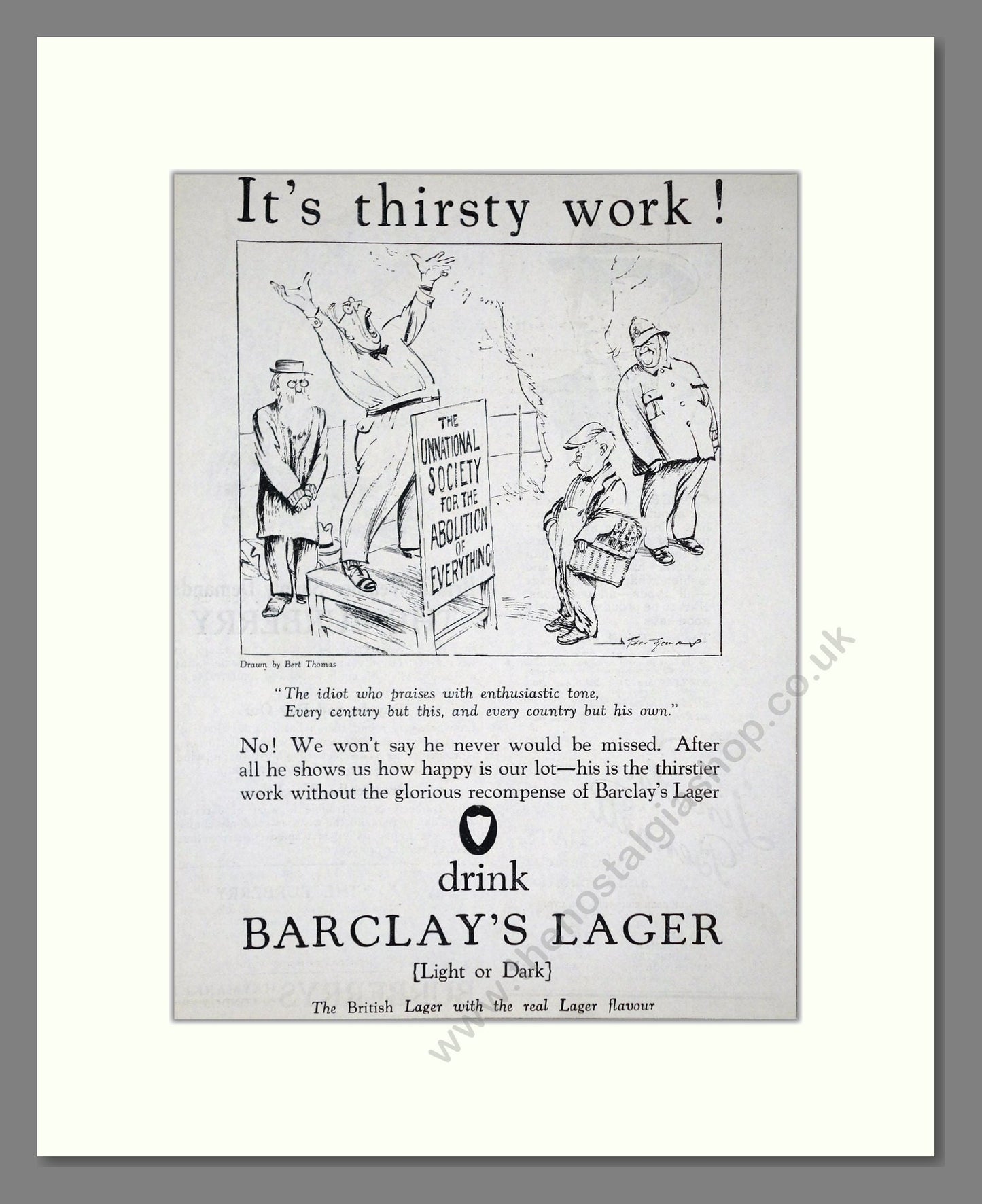 Barclay's - Lager. Vintage Advert 1926 (ref AD65074)
