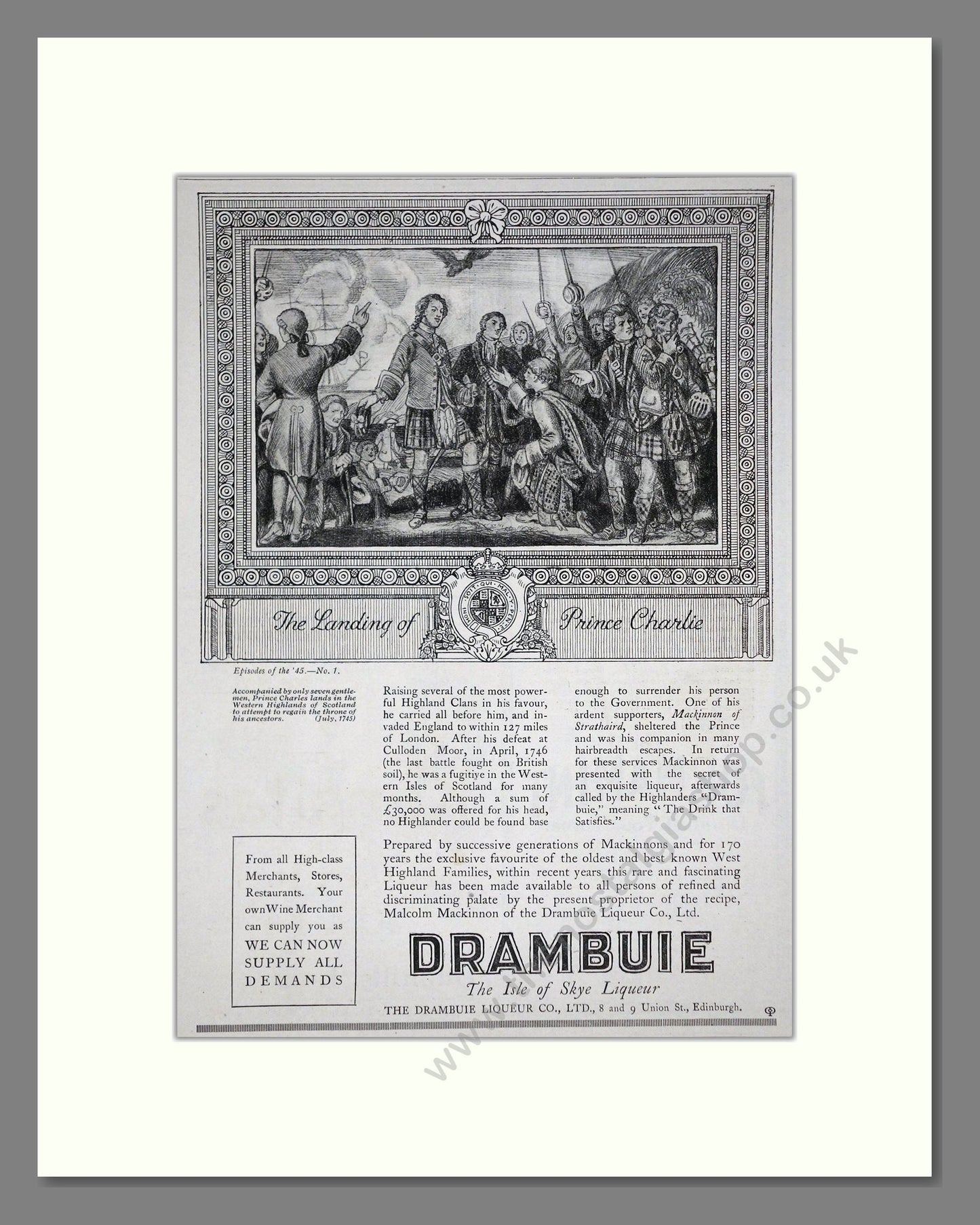 Drambuie - The Isle Of Skye Liquer. Vintage Advert 1919 (ref AD65090)