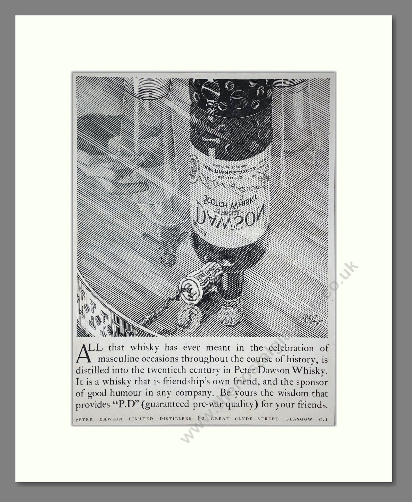 Peter Dawson - PD Whisky. Vintage Advert 1924 (ref AD65098)