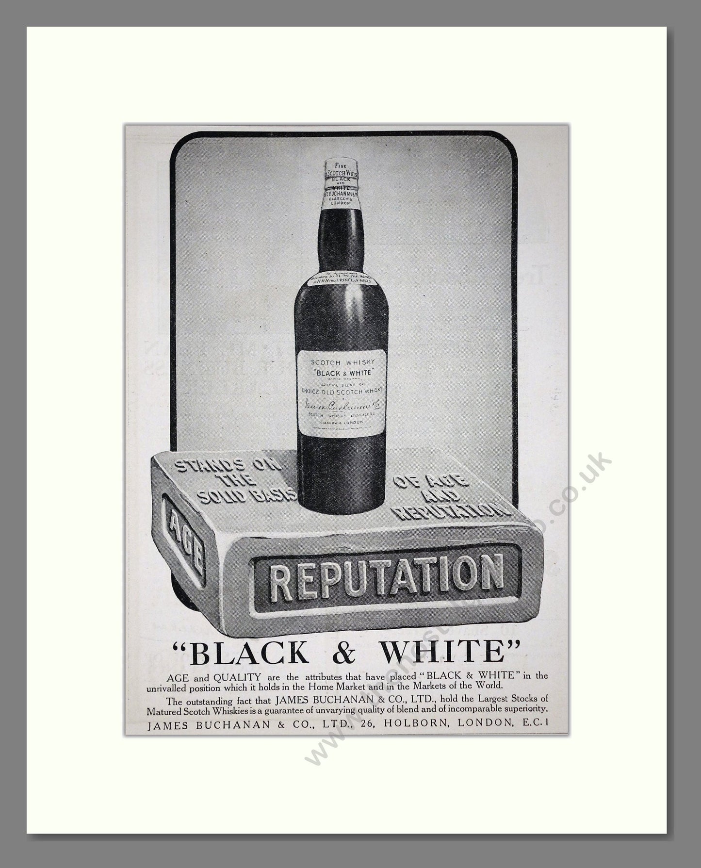 Buchanan's - Black And White Scotch Whisky. Vintage Advert 1924 (ref AD65101)