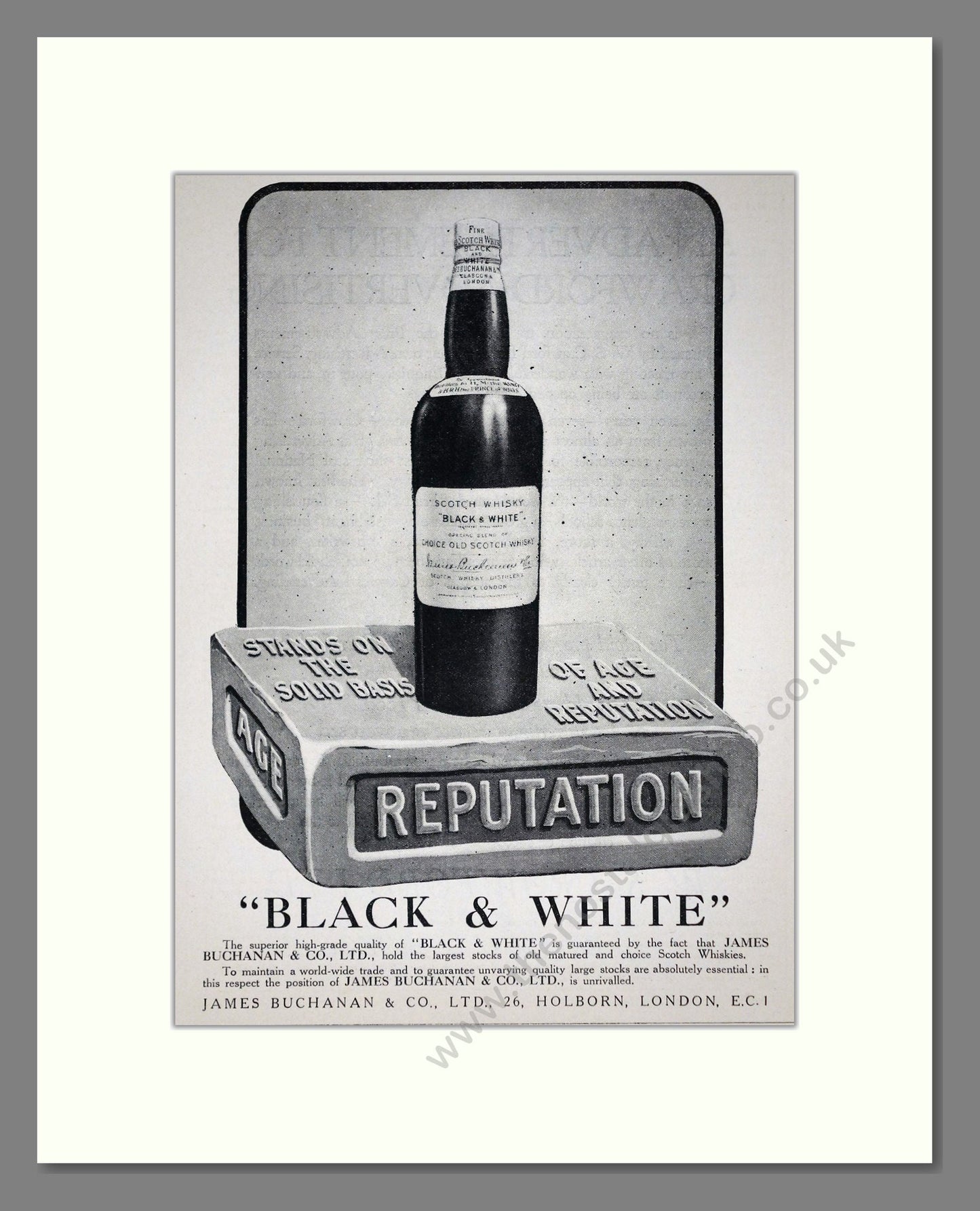 Buchanan's - Black And White Scotch Whisky. Vintage Advert 1924 (ref AD65103)