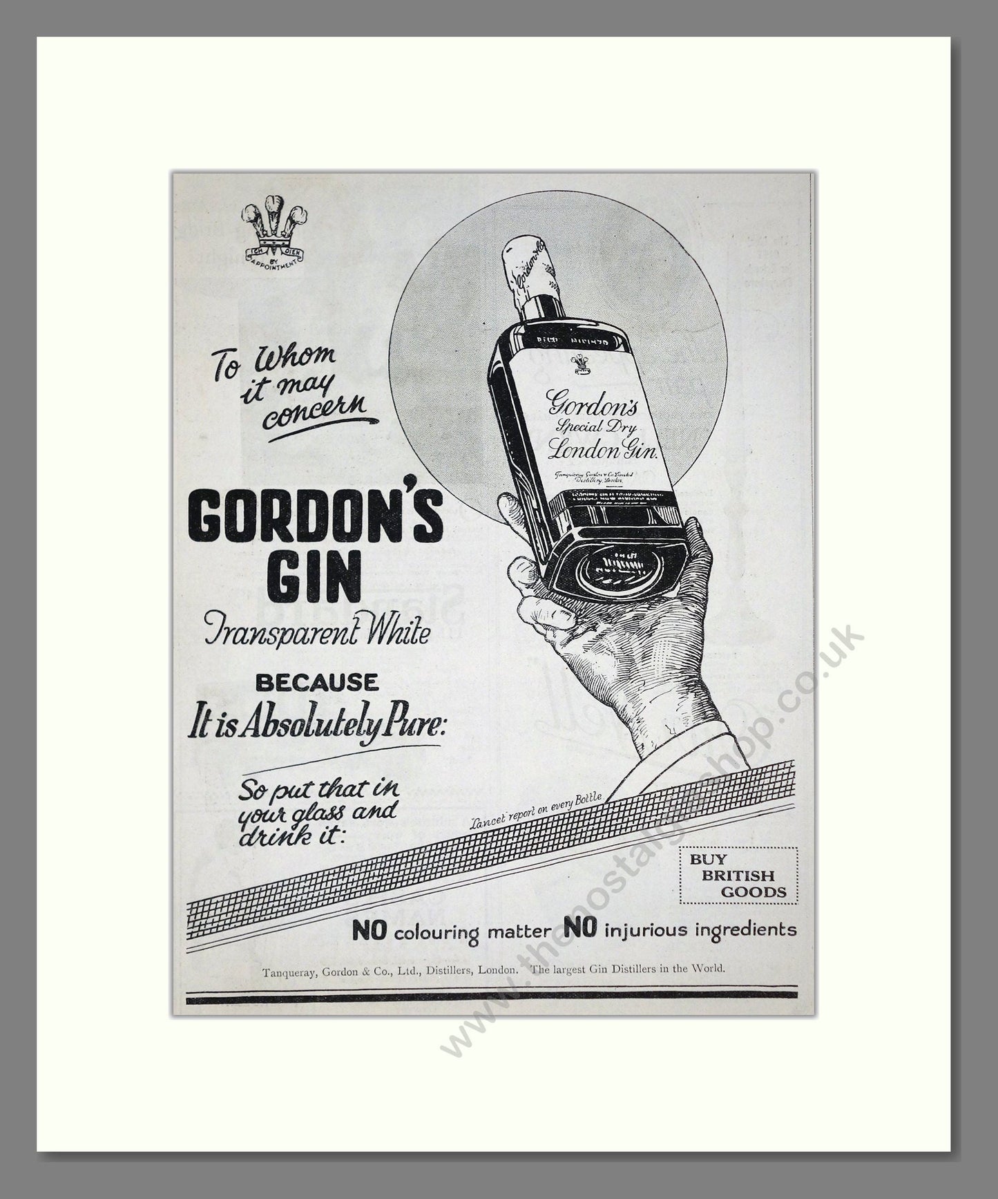 Gordon And Co - Gin. Vintage Advert 1926 (ref AD65110)