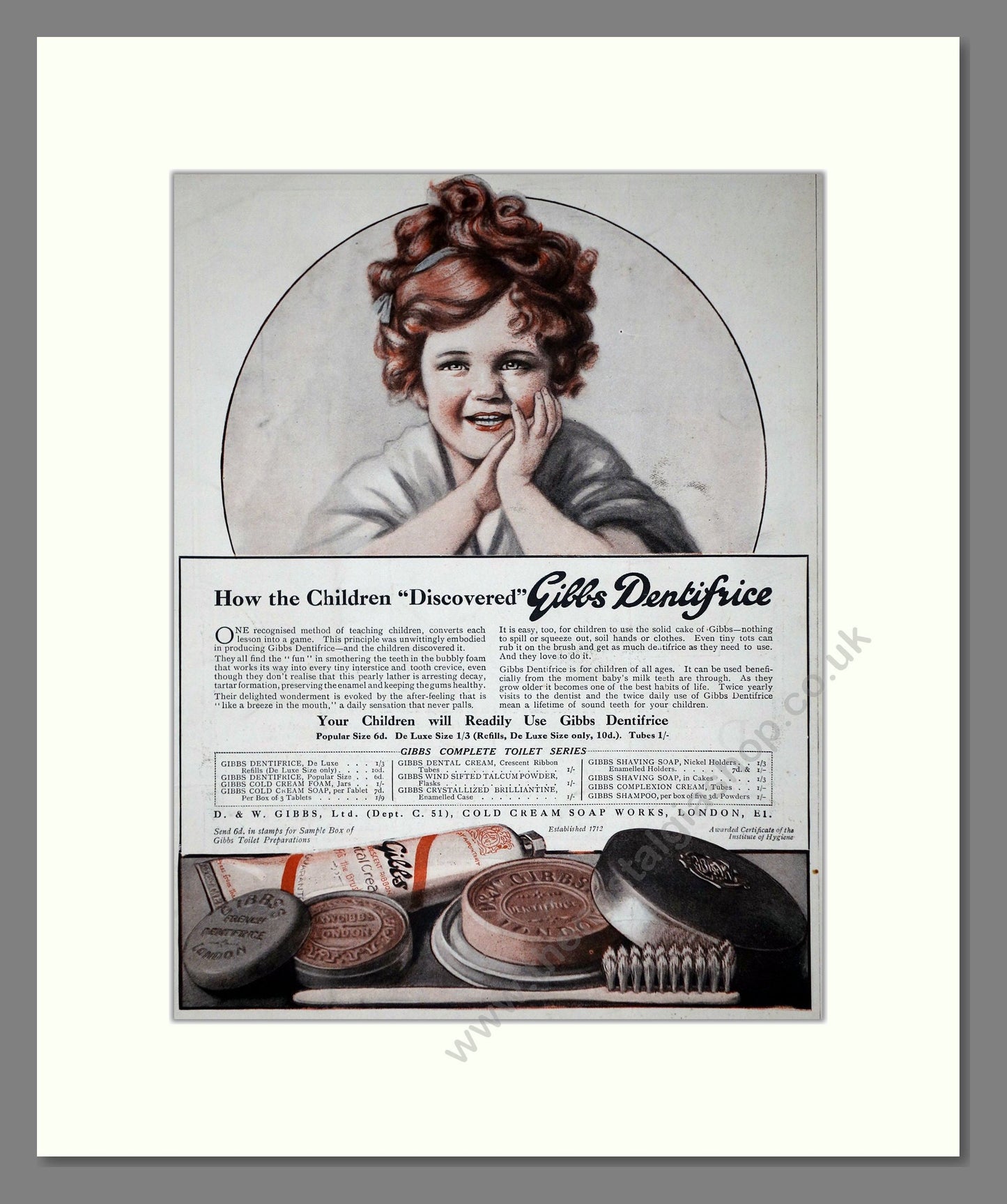 Gibbs - Dentifrice. Vintage Advert 1920 (ref AD65175)