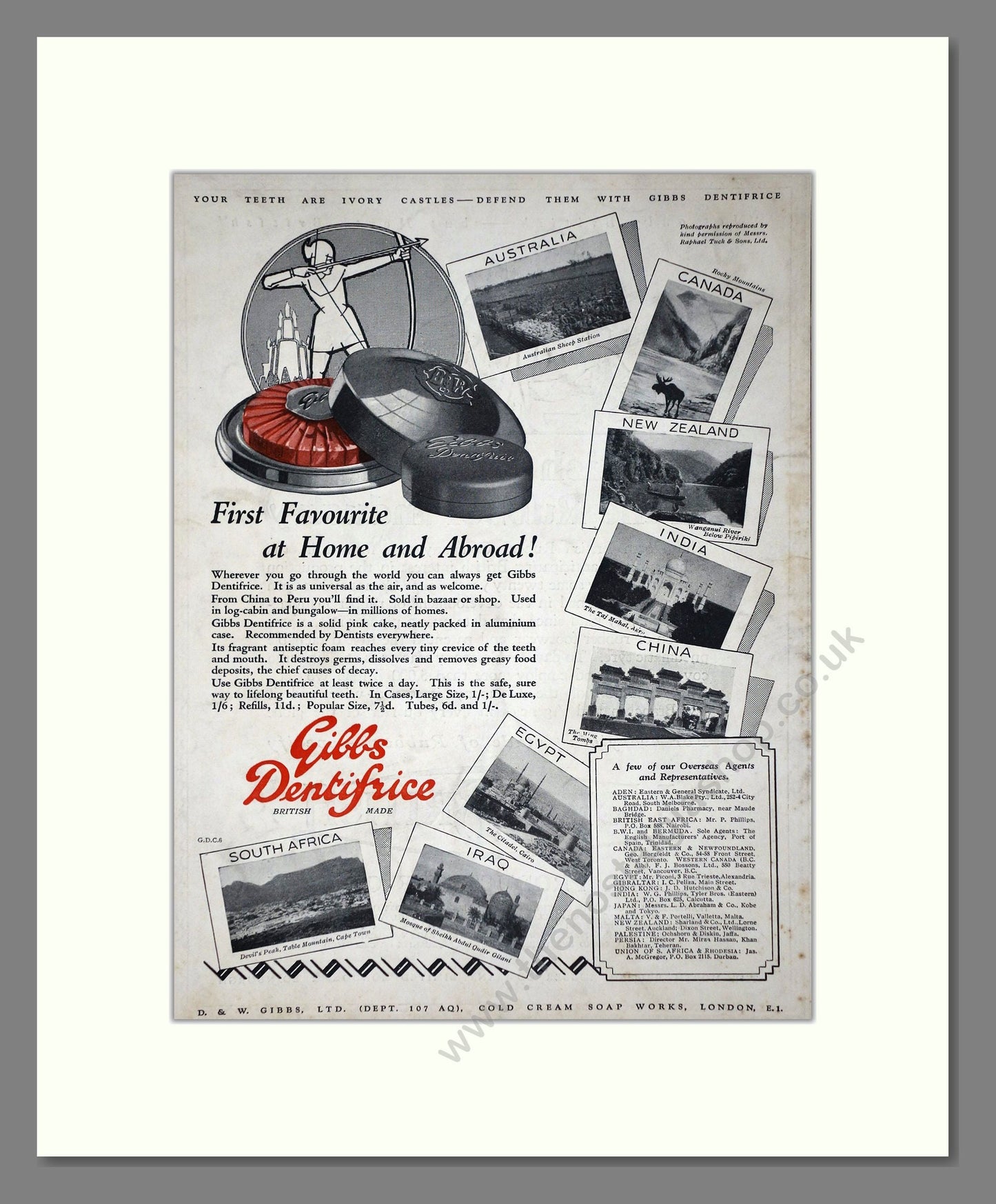 Gibbs - Dentifrice. Vintage Advert 1926 (ref AD65178)
