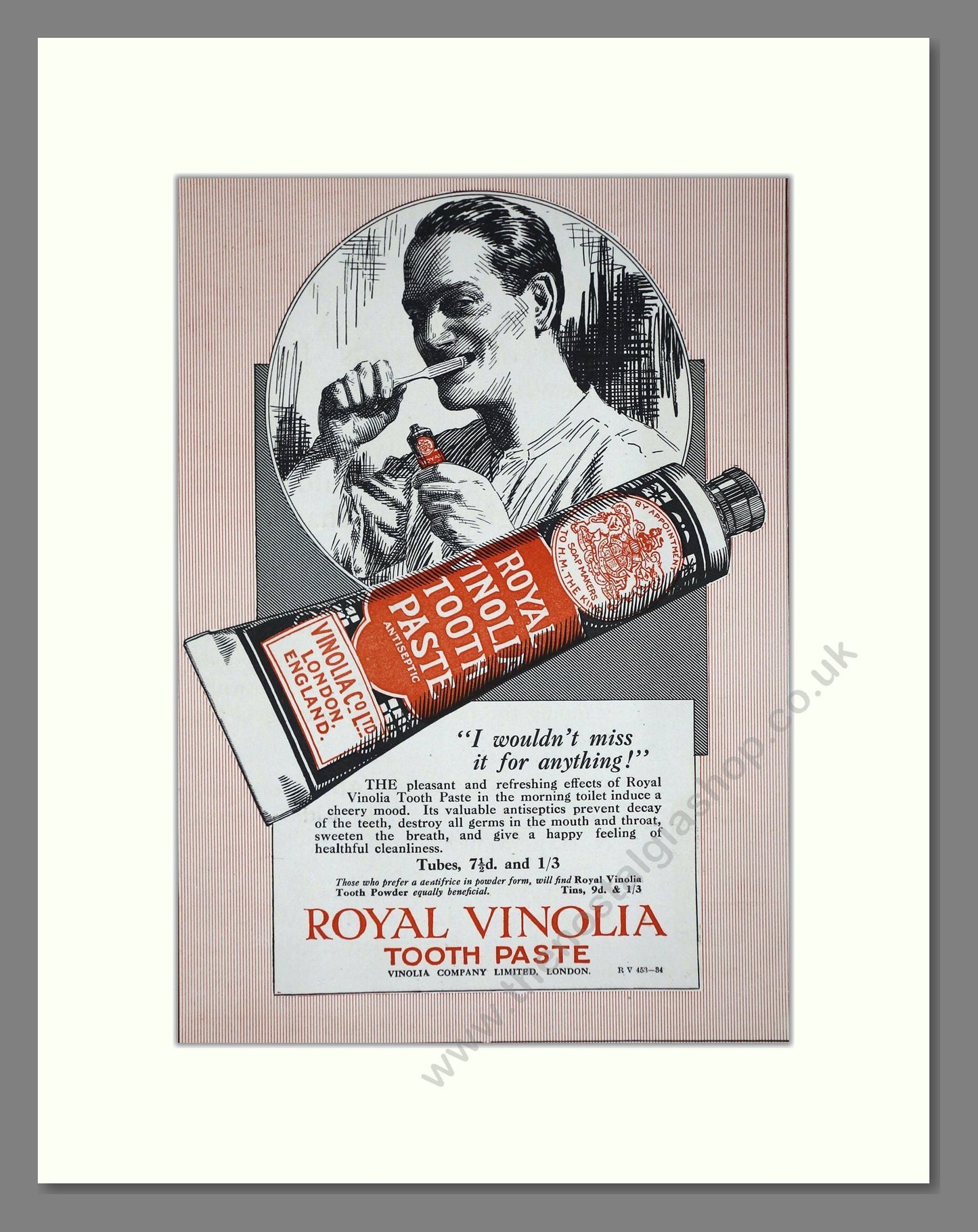 Royal Viniolia - Tooth Paste. Vintage Advert 1920 (ref AD65179)