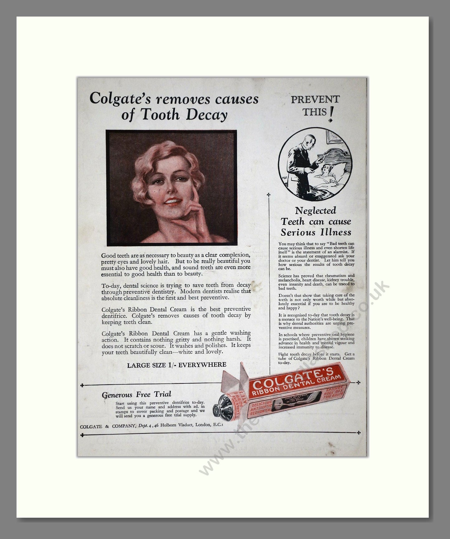 Colgate's - Ribbon Dental Cream. Vintage Advert 1927 (ref AD65186)