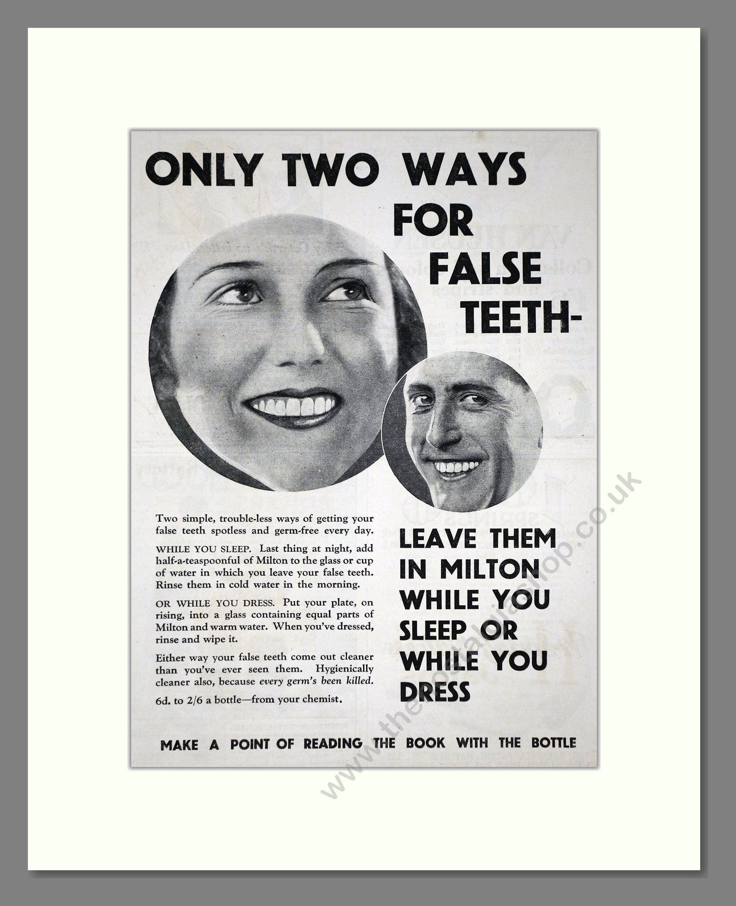 Milton - For False Teeth. Vintage Advert 1928 (ref AD65194)