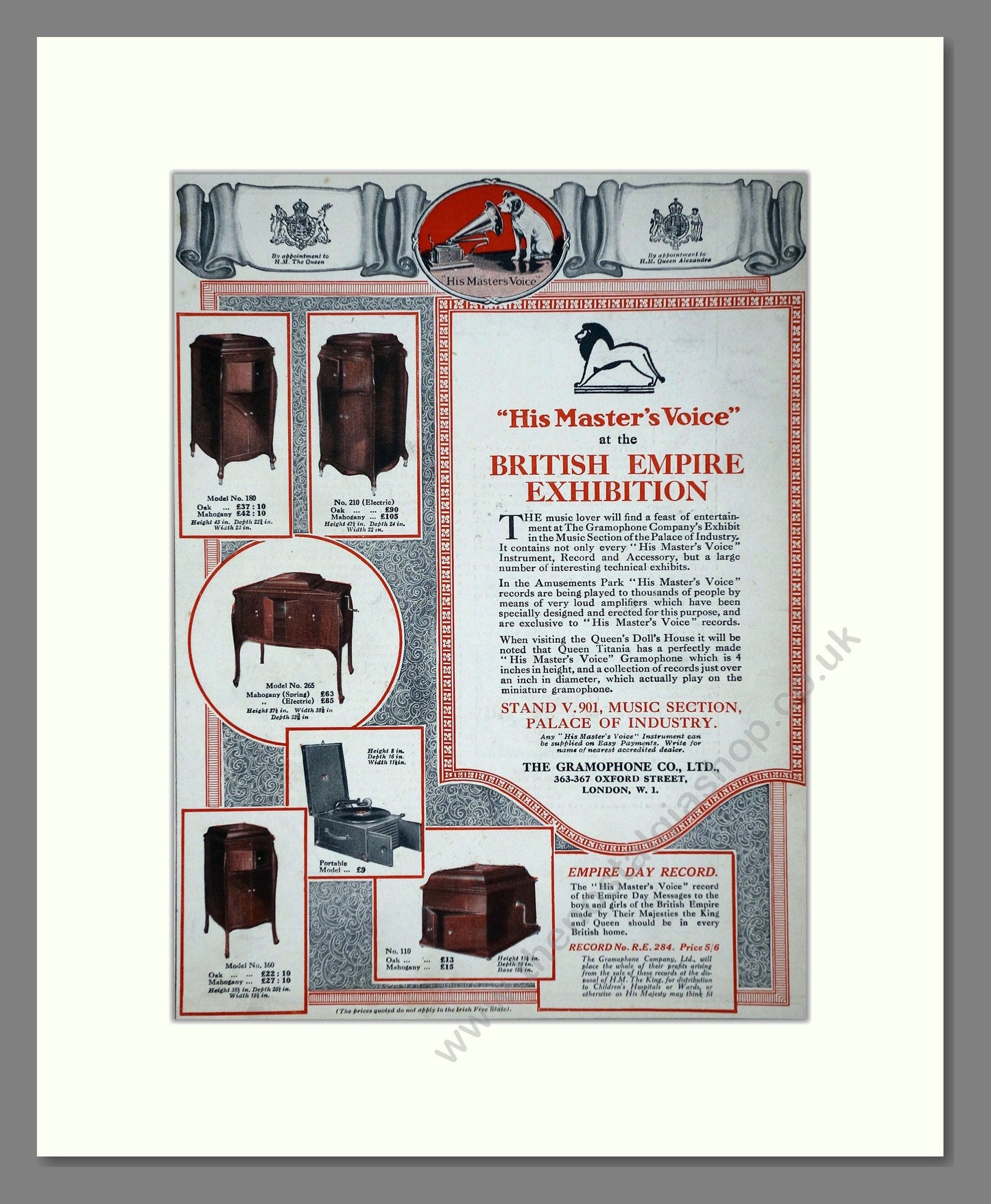 HMV His Master's Voice - At The British Empire Exhibition. Vintage Advert 1924 (ref AD65130)