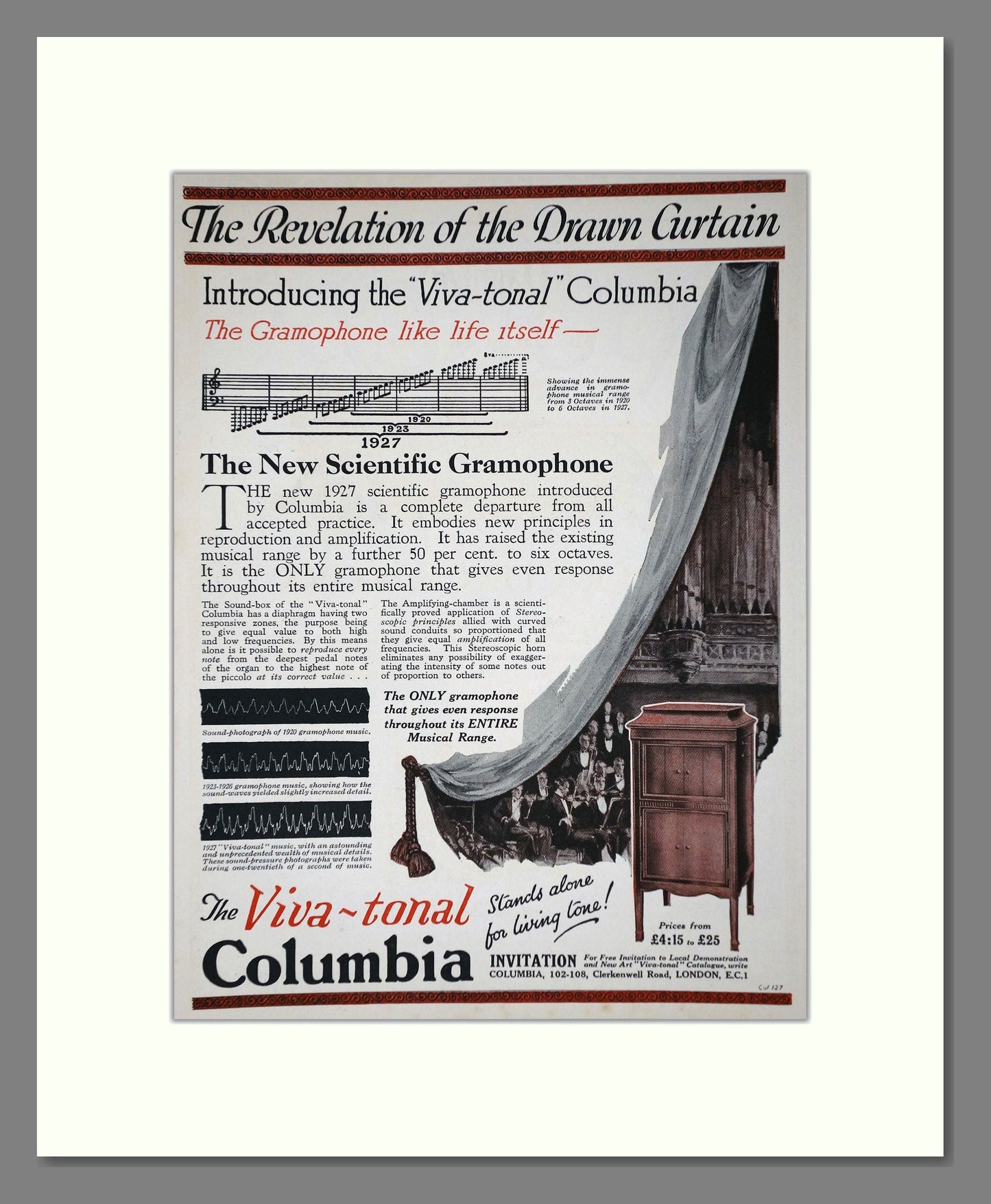 Columbia - Viva-tonal Gramophone. Vintage Advert 1926 (ref AD65163)