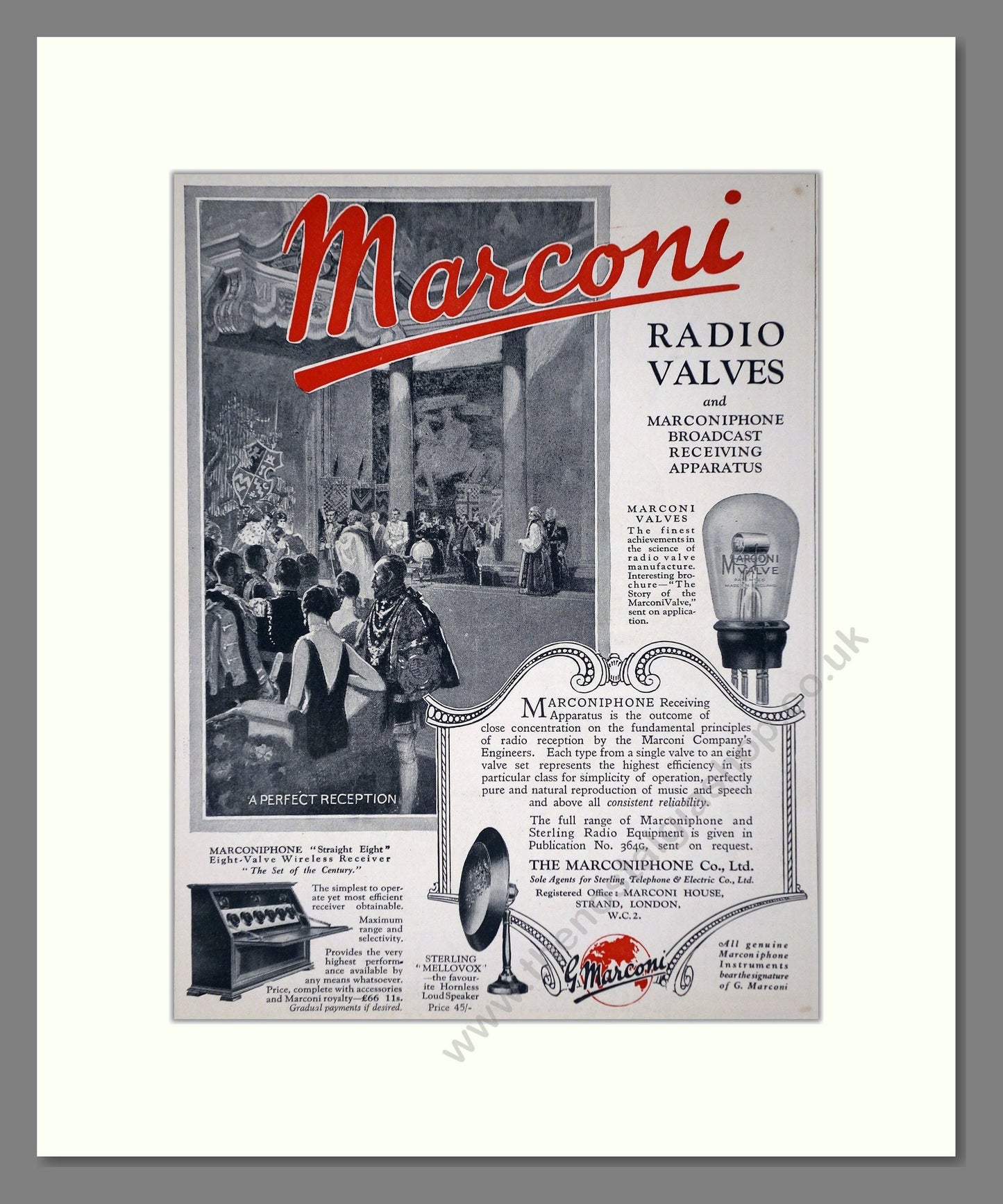 Marconi - Valves. Vintage Advert 1926 (ref AD65172)