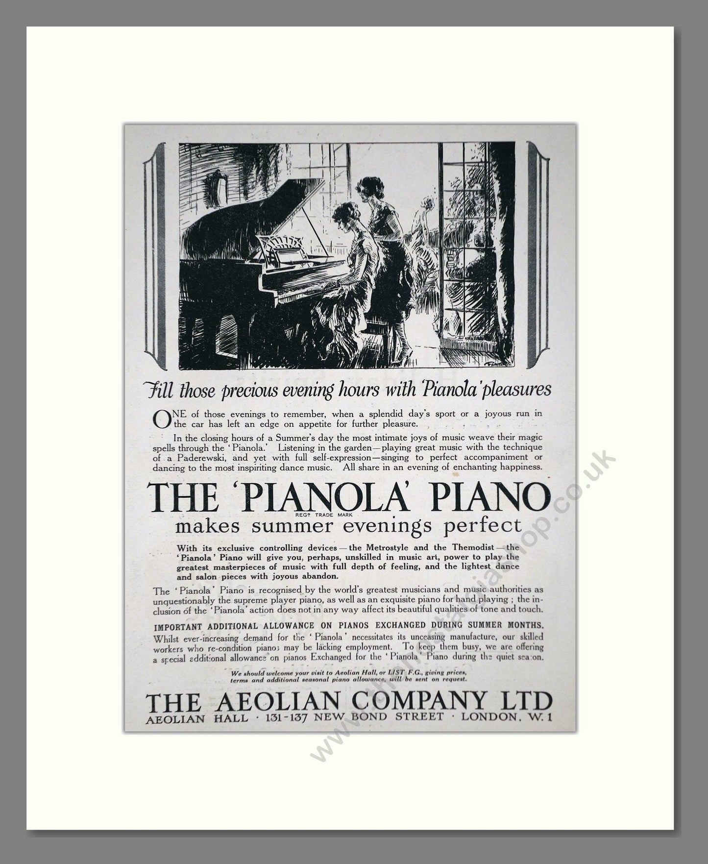 Aeolian Company - Pianola Piano. Vintage Advert 1927 (ref AD65406)