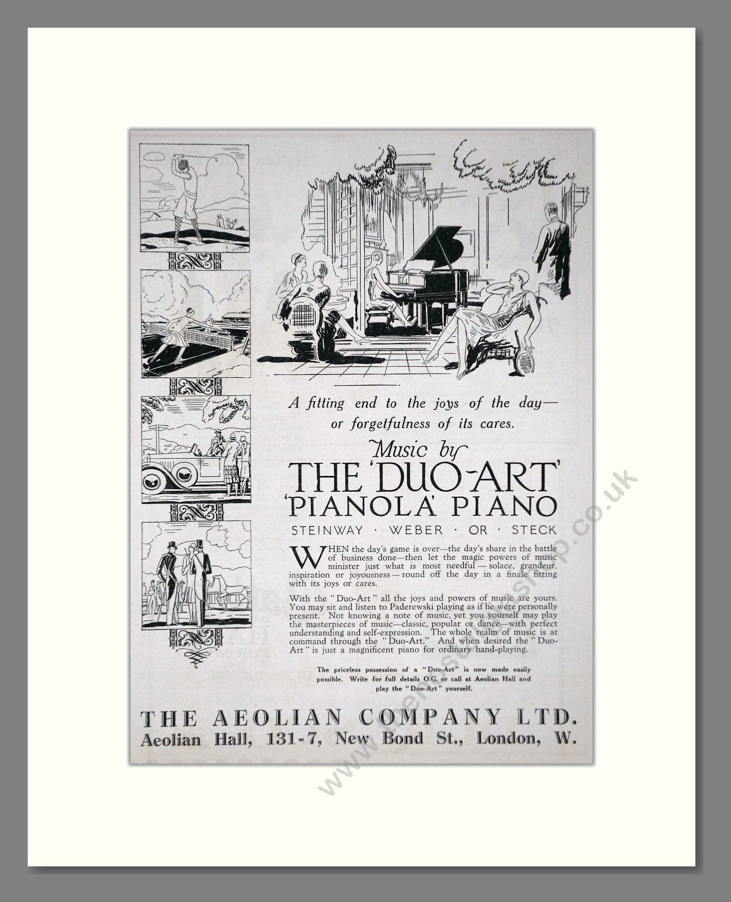 Aeolian Company - Pianola Piano Duo-Art. Vintage Advert 1927 (ref AD65408)