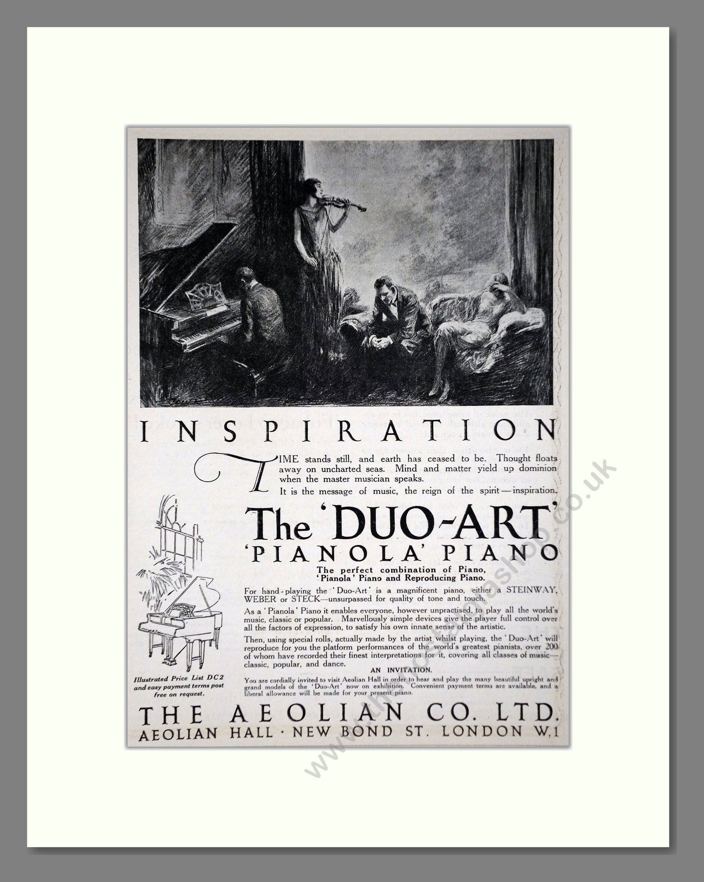 Aeolian Company - Pianola Piano Duo-Art. Vintage Advert 1926 (ref AD65410)
