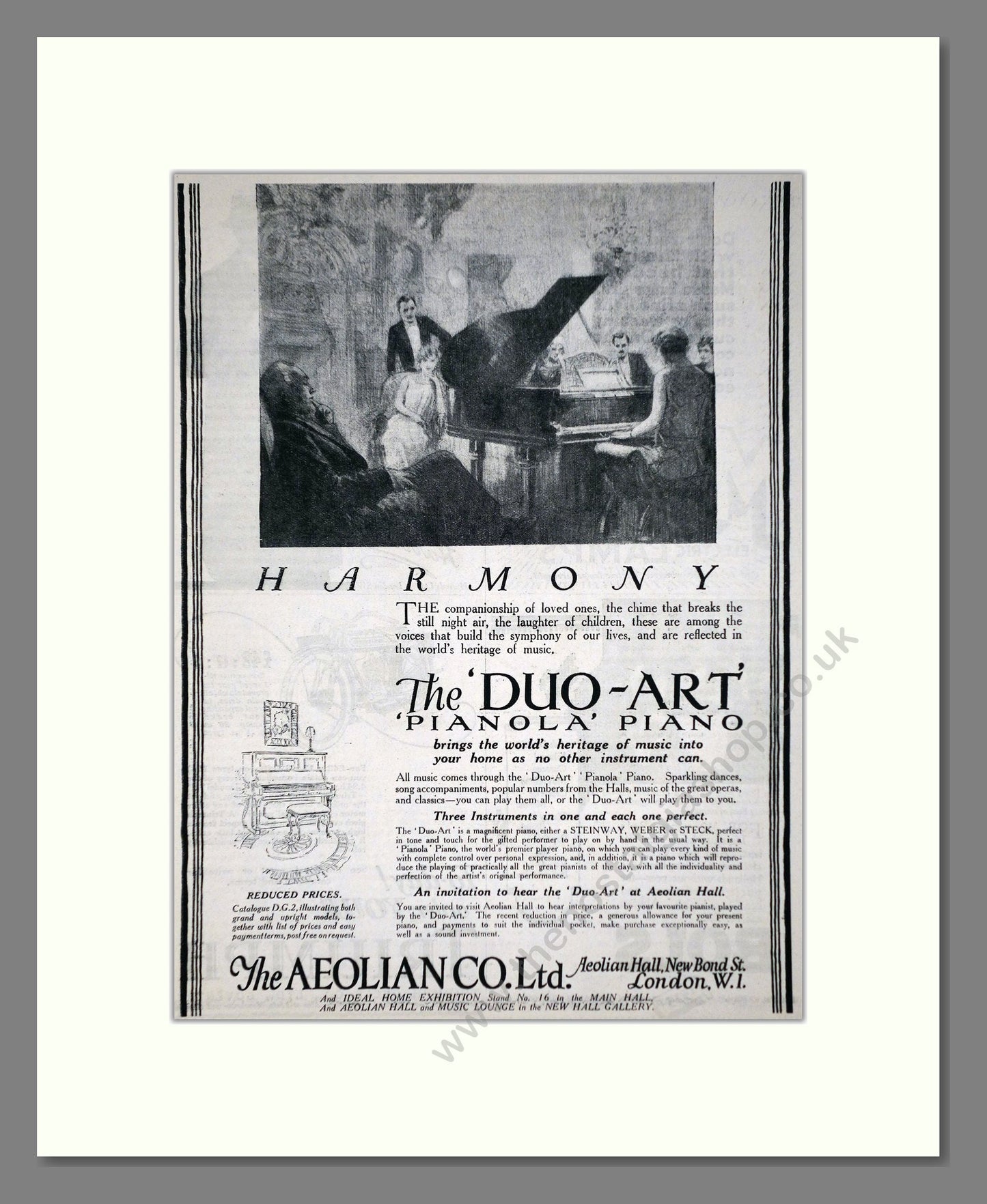 Aeolian Company - Pianola Piano Duo-Art. Vintage Advert 1926 (ref AD65411)