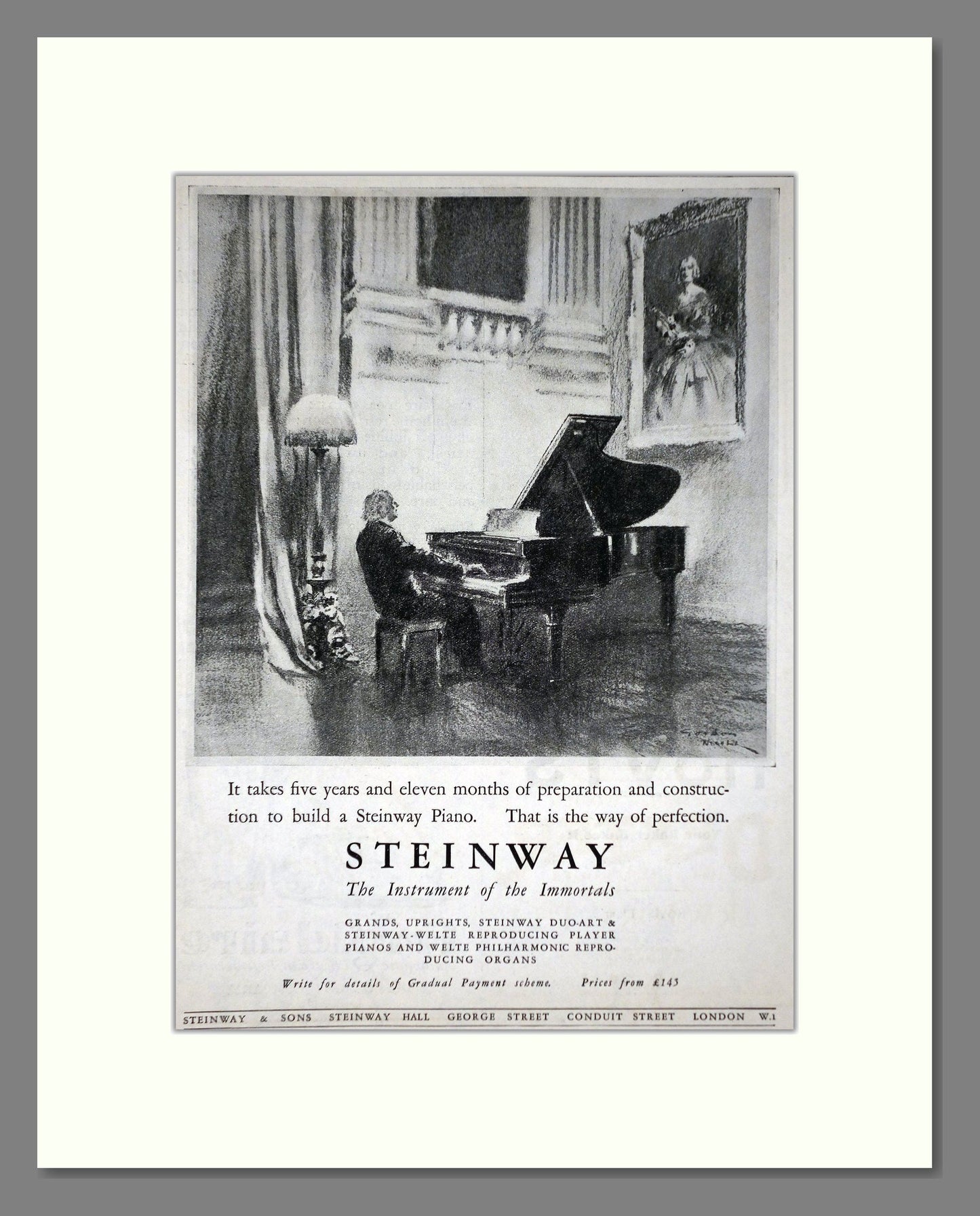 Steinway - Piano. Vintage Advert 1926 (ref AD65420)