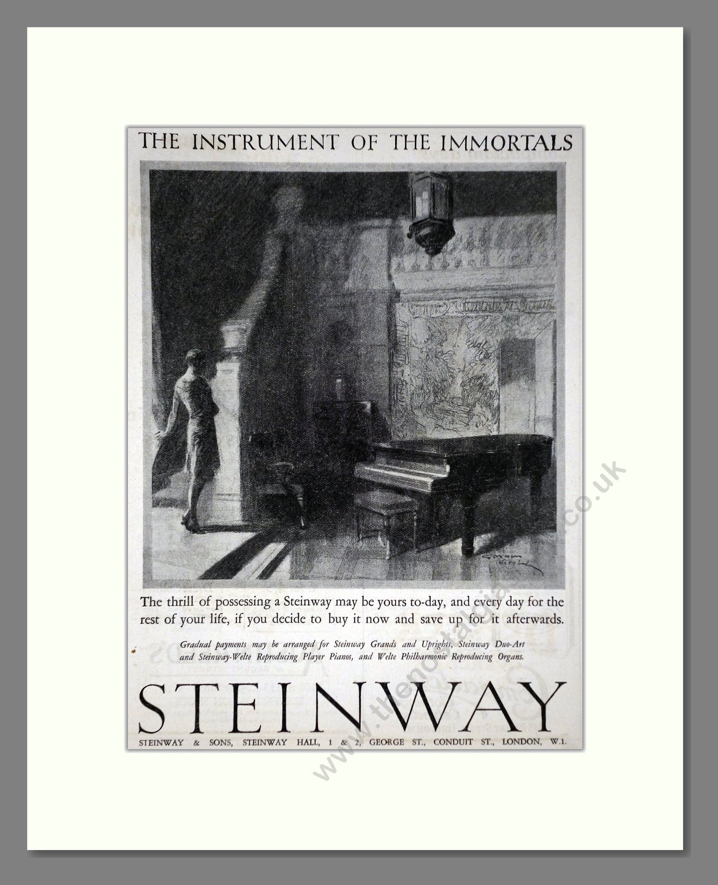 Steinway - Piano. Vintage Advert 1927 (ref AD65422)