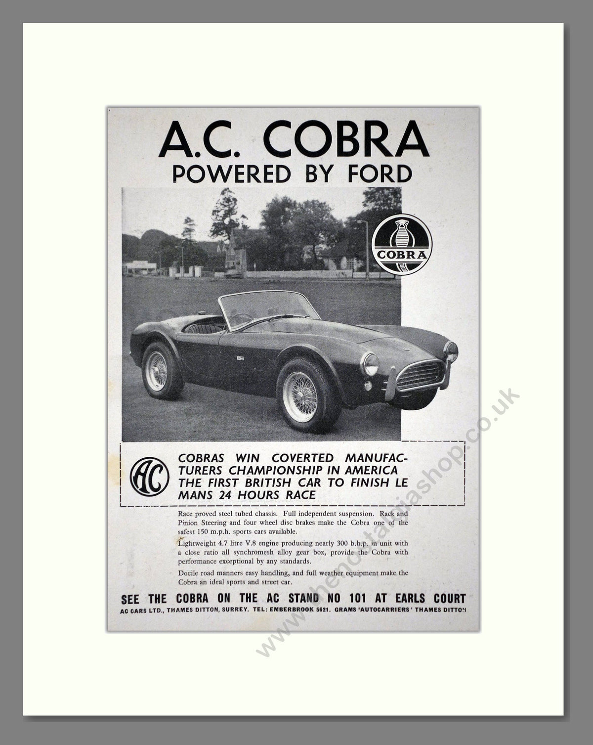 AC - Cobra. Vintage Advert 1963 (ref AD65197)